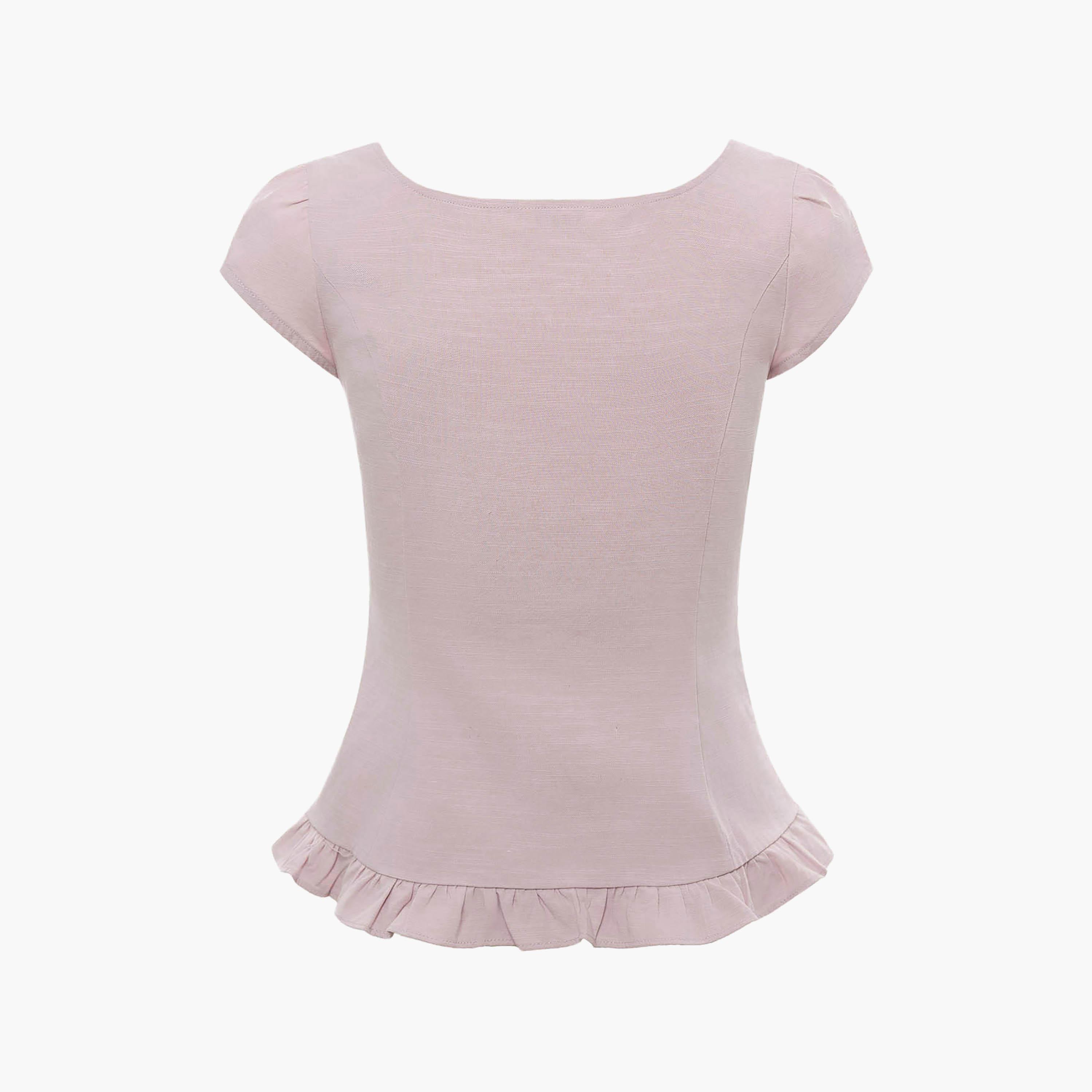 Lichi Pink Square Neck Cap Sleeves Women's Top-women-clothing-shirtsandblouses-blouses-image-6