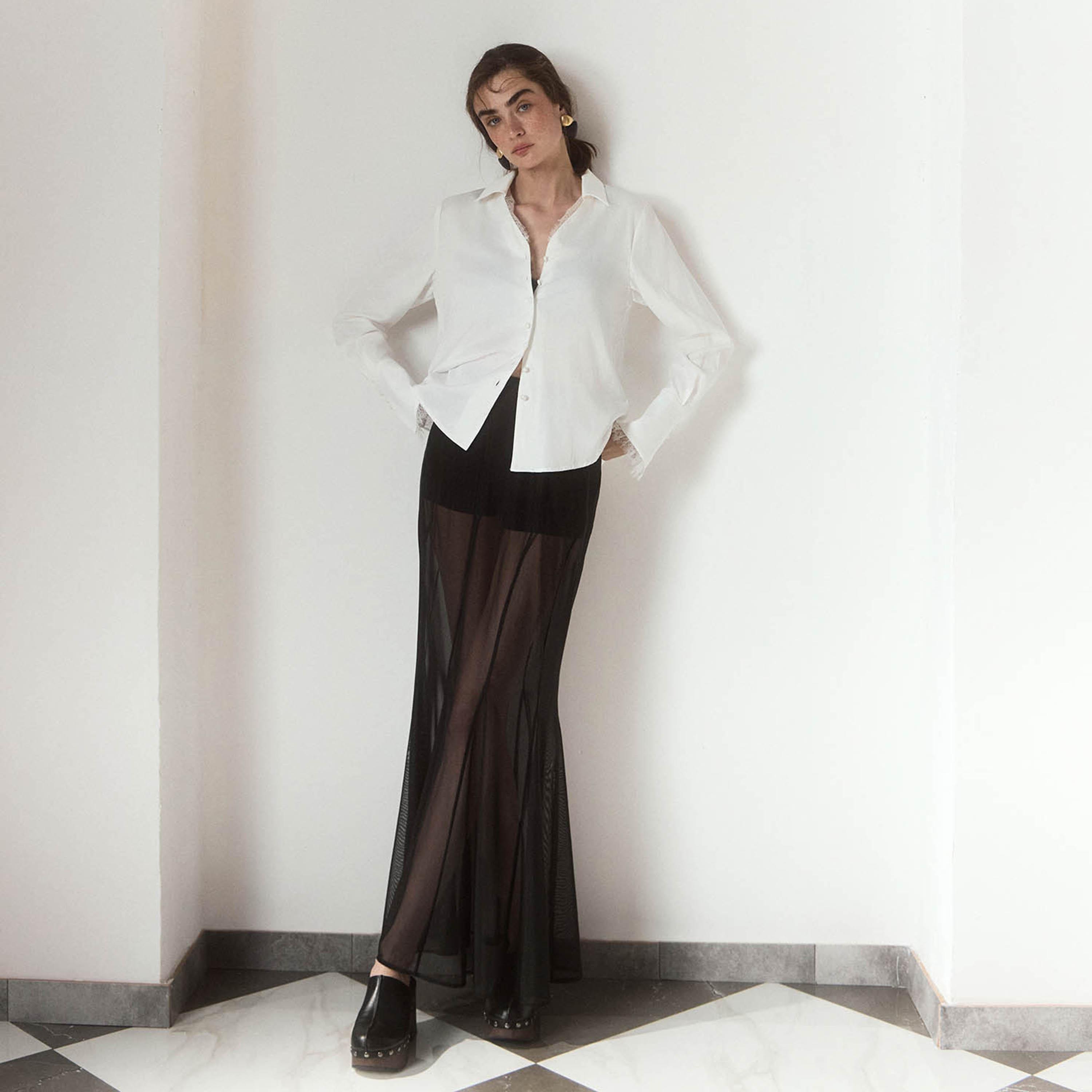 قميص حريمي بياقة وتفاصيل دانتيل من ليتشي-women-clothing-shirtsandblouses-shirts-image-2