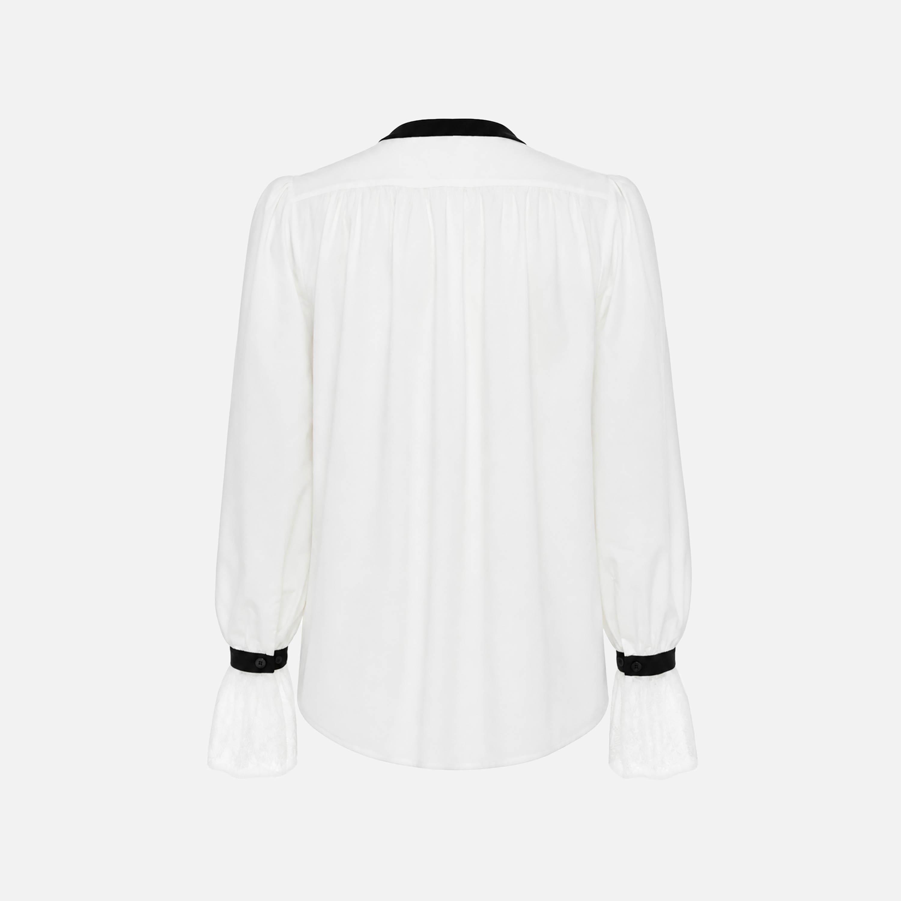 Lichi Lace Trim Tie-Up Neck Bishop Sleeves Women's Top-women-clothing-shirtsandblouses-blouses-image-6