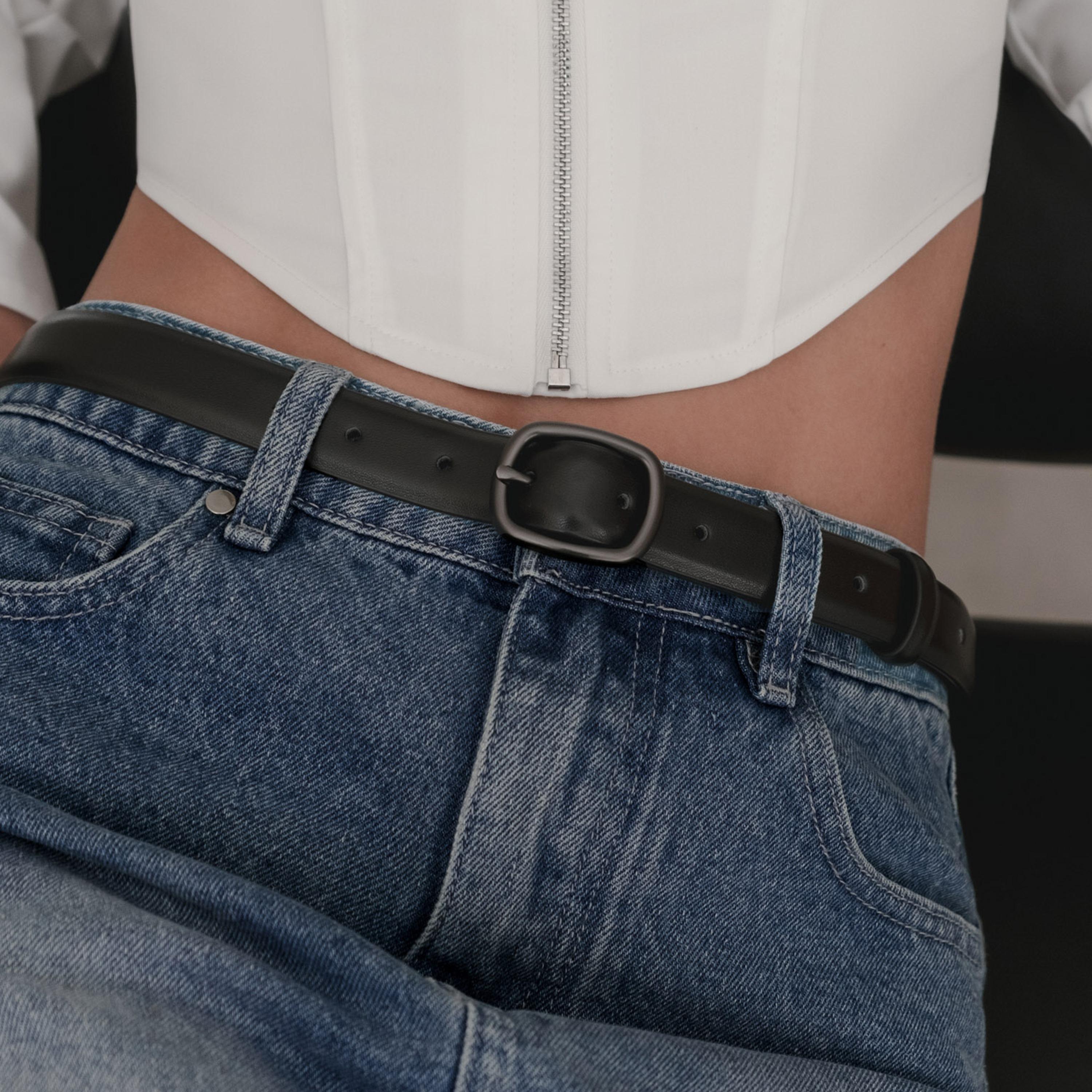 حزام ليتشي جلدي رفيع للنساء بلون أسود وإبزيم دبوس | مقاس موحد | blt0149-women-clothingaccessories-belts-image-4