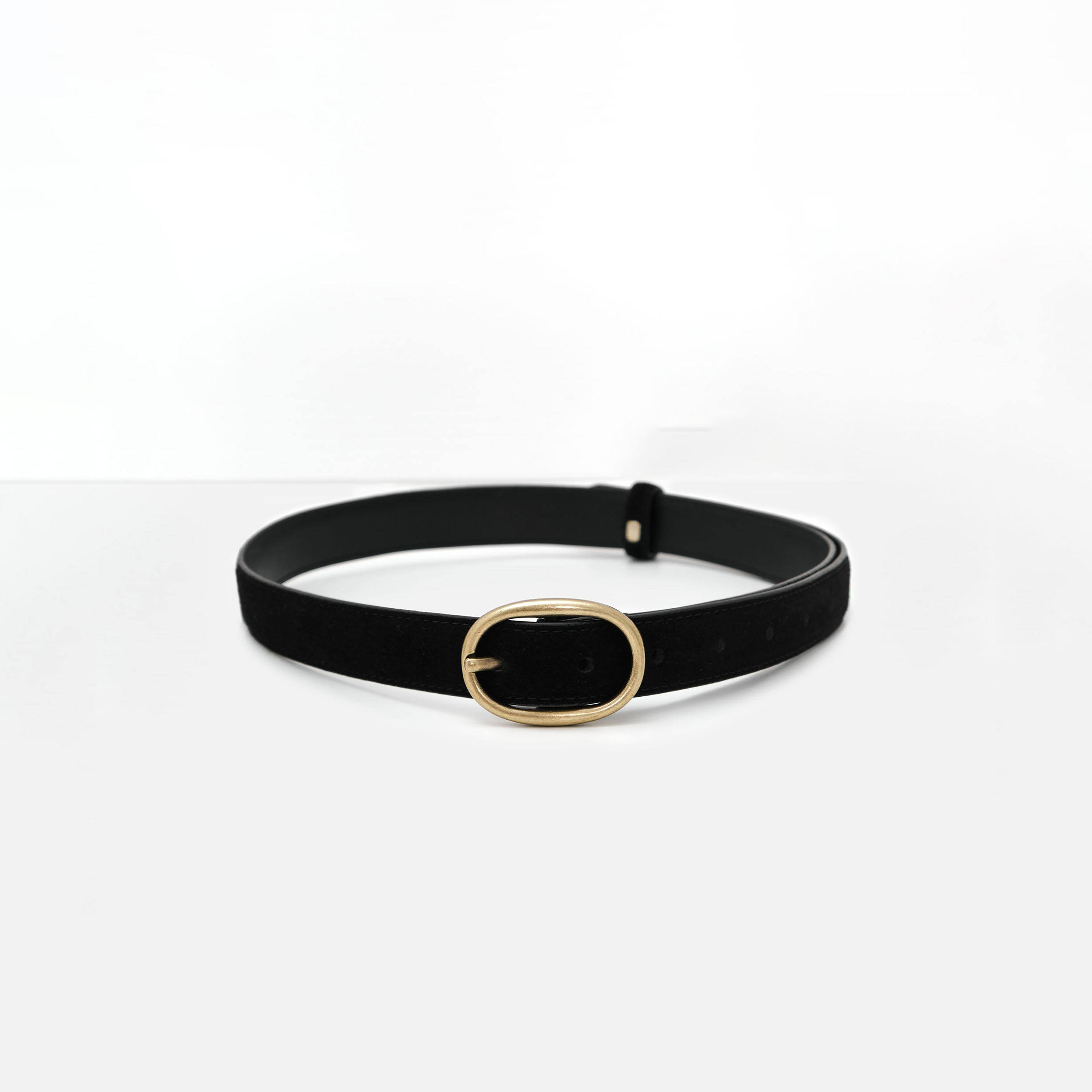 حزام ليتشي جلدي رفيع للنساء بلون أسود وإبزيم دبوس | مقاس موحد | blt0177-women-clothingaccessories-belts-image-1