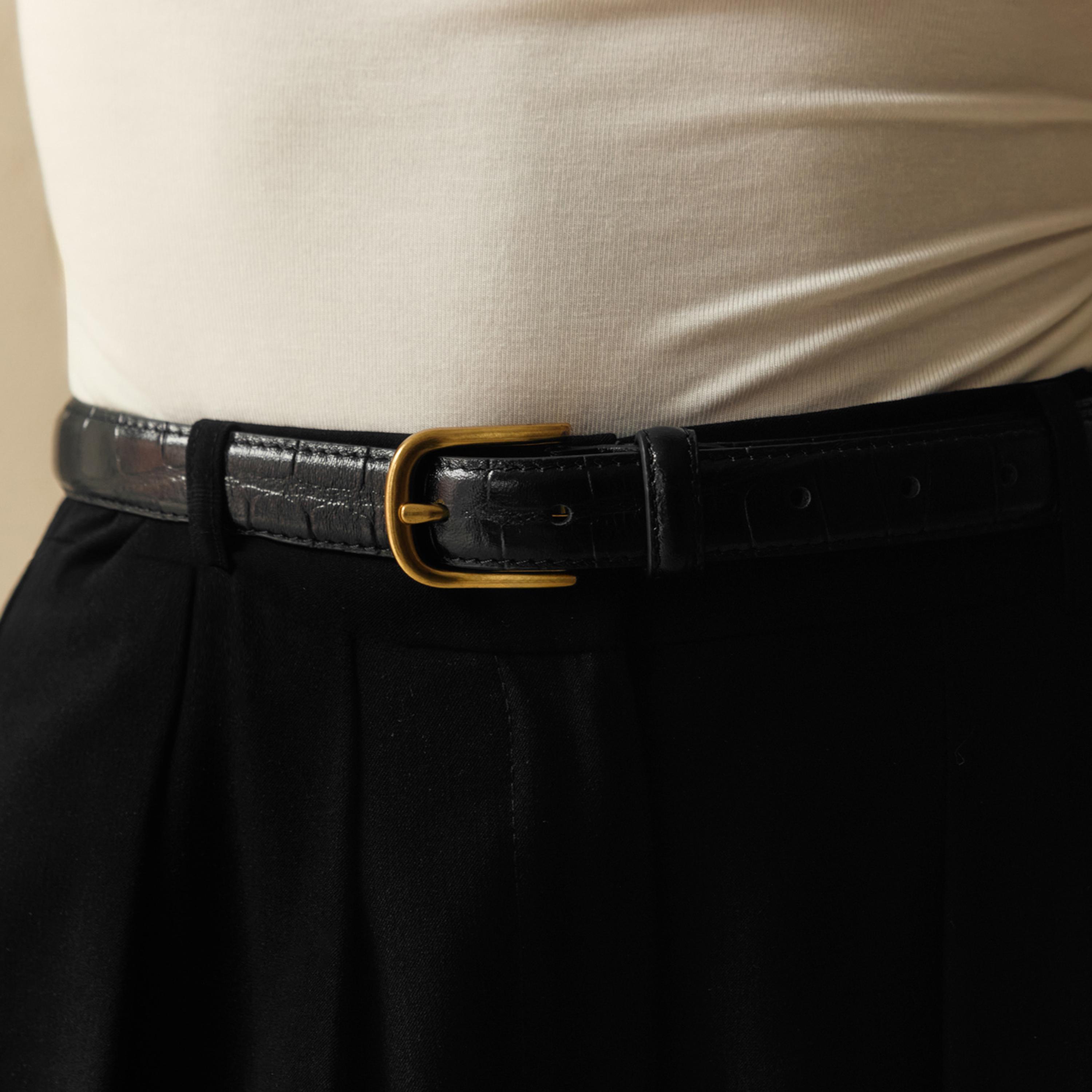 حزام ليتشي جلدي رفيع للنساء بلون أسود وإبزيم دبوس | مقاس موحد | blt0189-women-clothingaccessories-belts-image-4