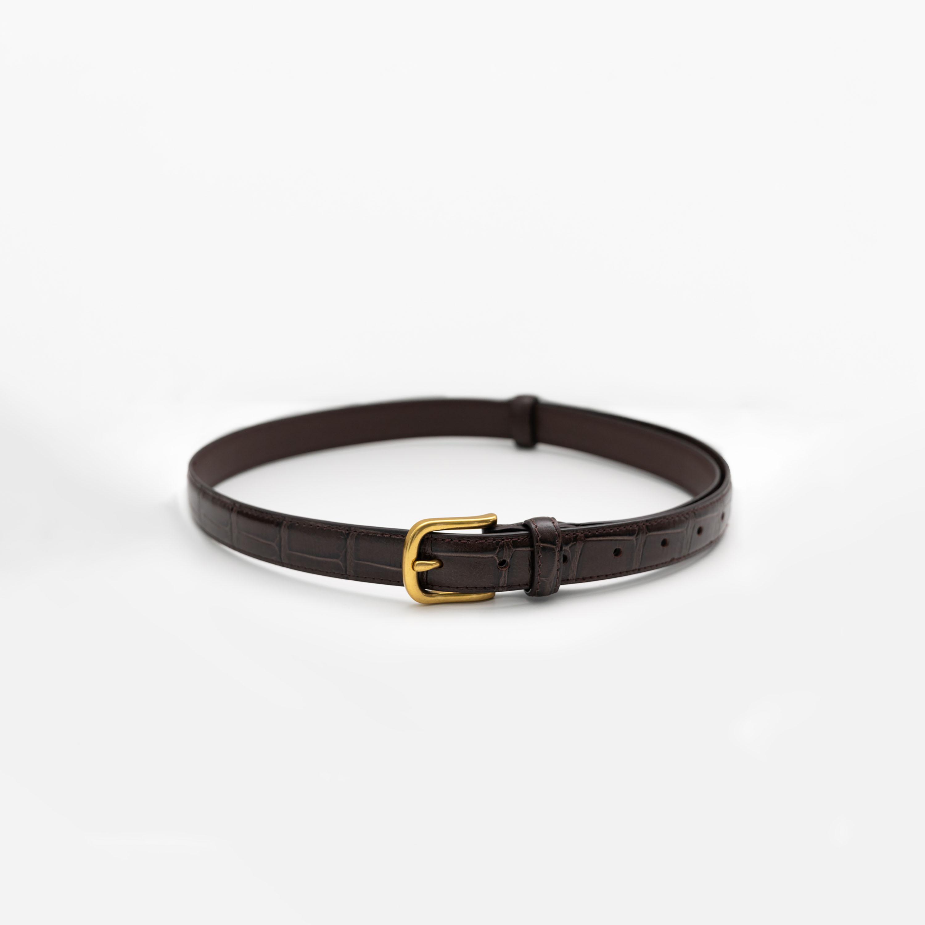 حزام ليتشي جلدي رفيع للنساء بلون بني وإبزيم دبوس | مقاس موحد | blt0190-women-clothingaccessories-belts-image-1