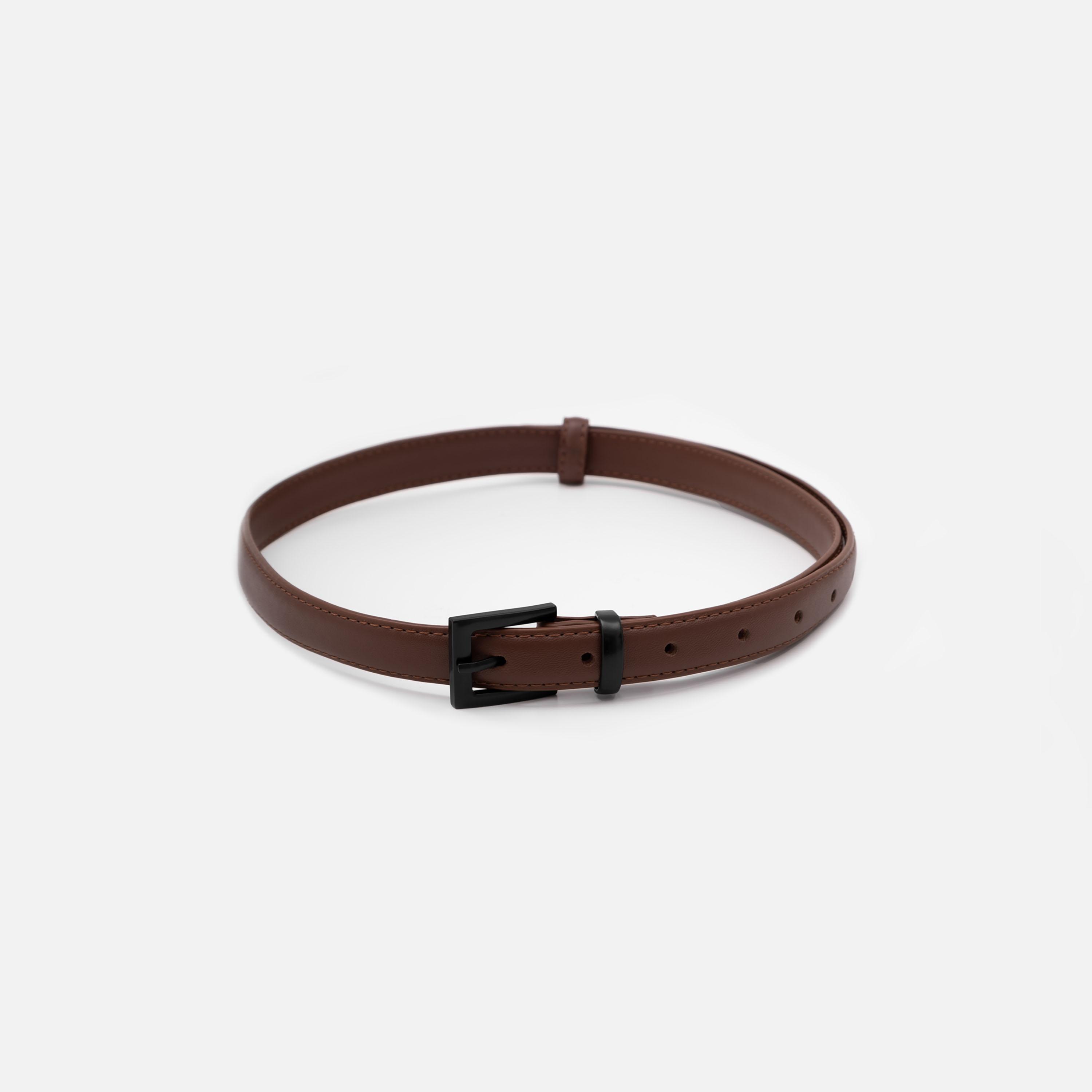 حزام ليتشي جلدي رفيع للنساء بلون بني وإبزيم دبوس | مقاس موحد | blt0195-women-clothingaccessories-belts-image-2