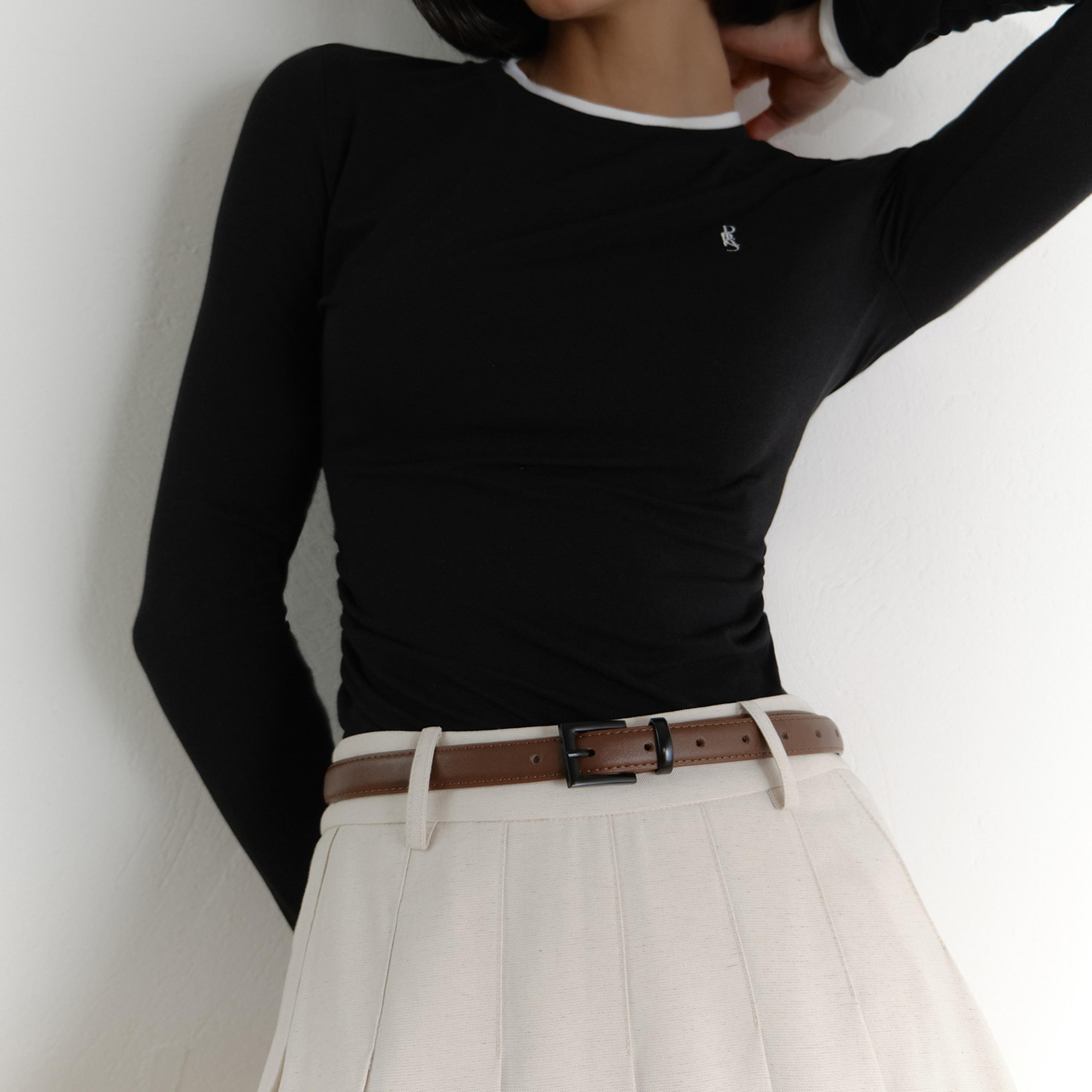 حزام ليتشي جلدي رفيع للنساء بلون بني وإبزيم دبوس | مقاس موحد | blt0195-women-clothingaccessories-belts-image-5