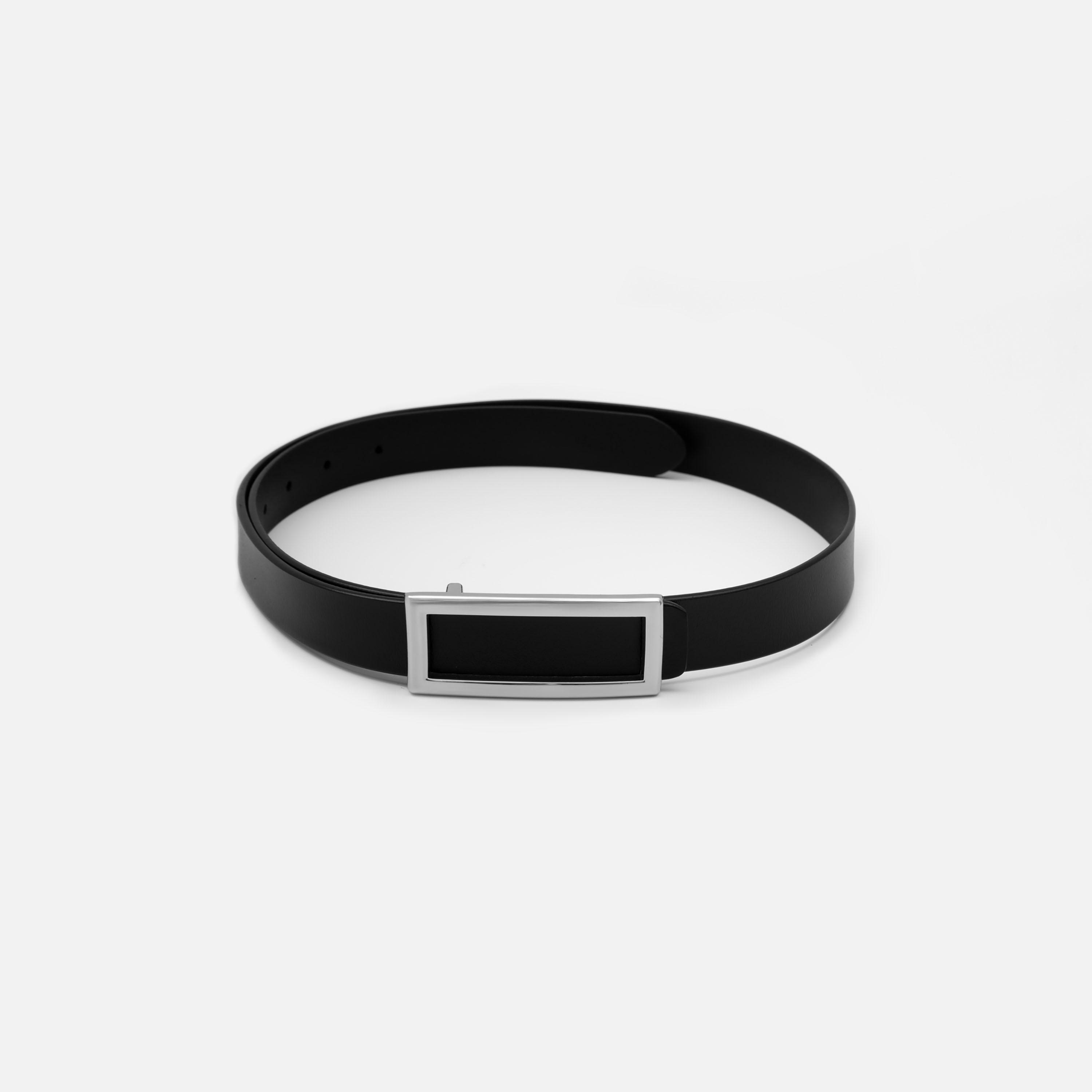 حزام ليتشي جلدي رفيع للنساء بلون أسود وإبزيم دبوس | مقاس موحد | blt0198-women-clothingaccessories-belts-image-2