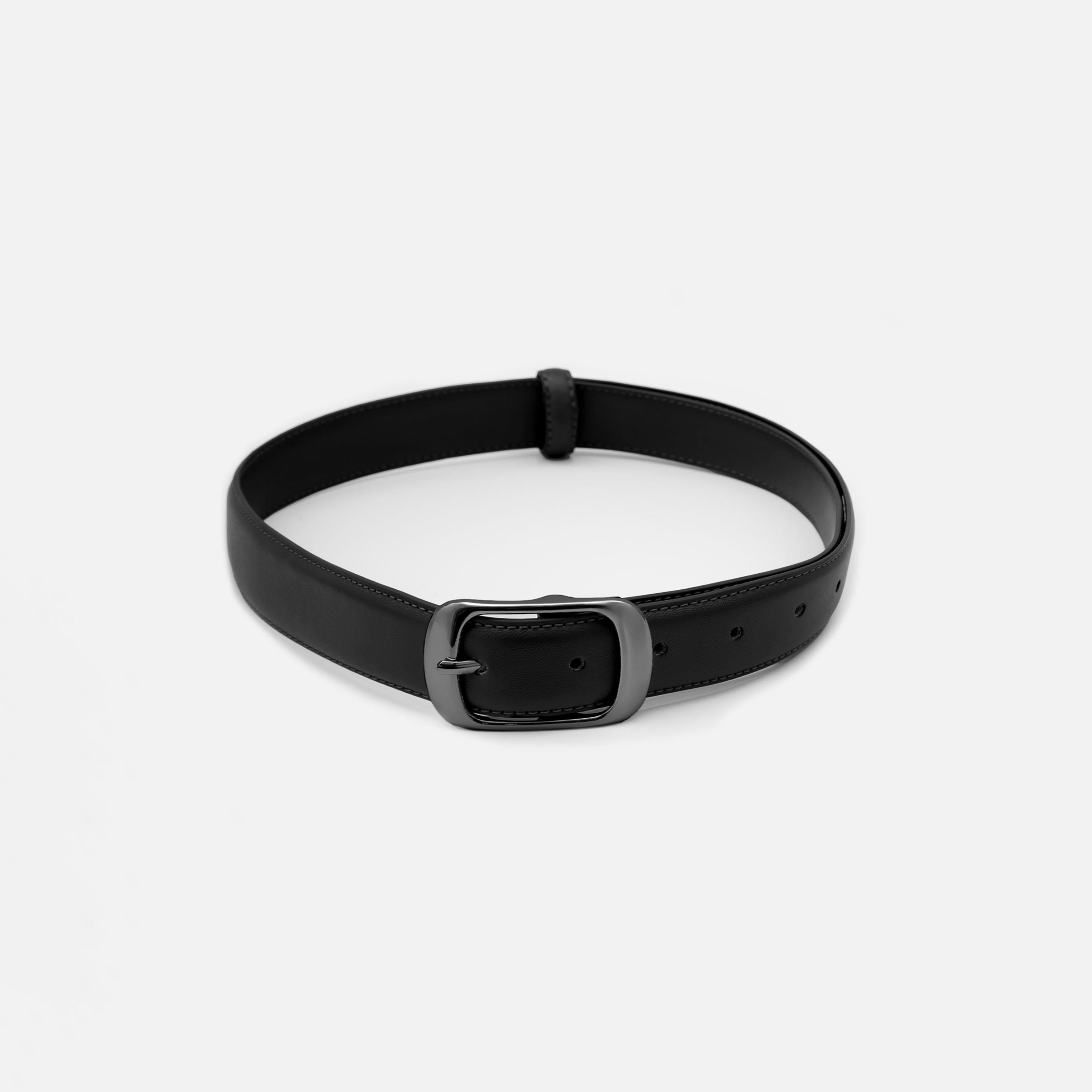 حزام ليتشي جلدي عريض للنساء بلون أسود وإبزيم دبوس | مقاس موحد | blt0206-women-clothingaccessories-belts-image-1