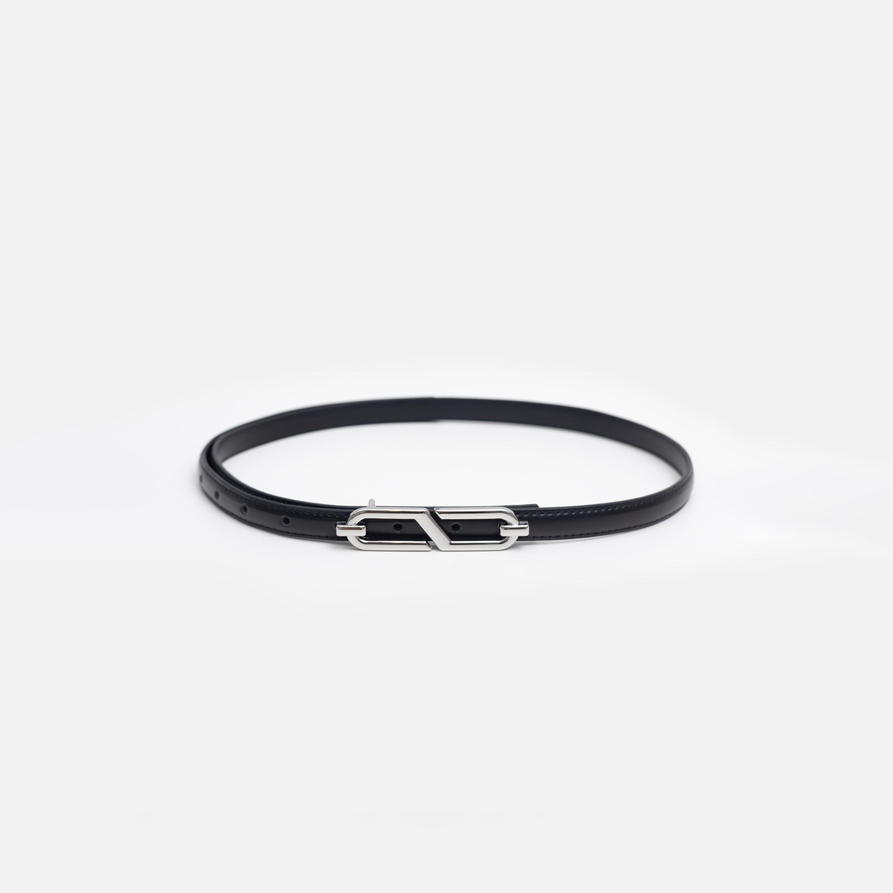 حزام ليتشي جلدي رفيع للنساء بلون أسود وإبزيم دبوس | مقاس موحد | blt0216-women-clothingaccessories-belts-image-1