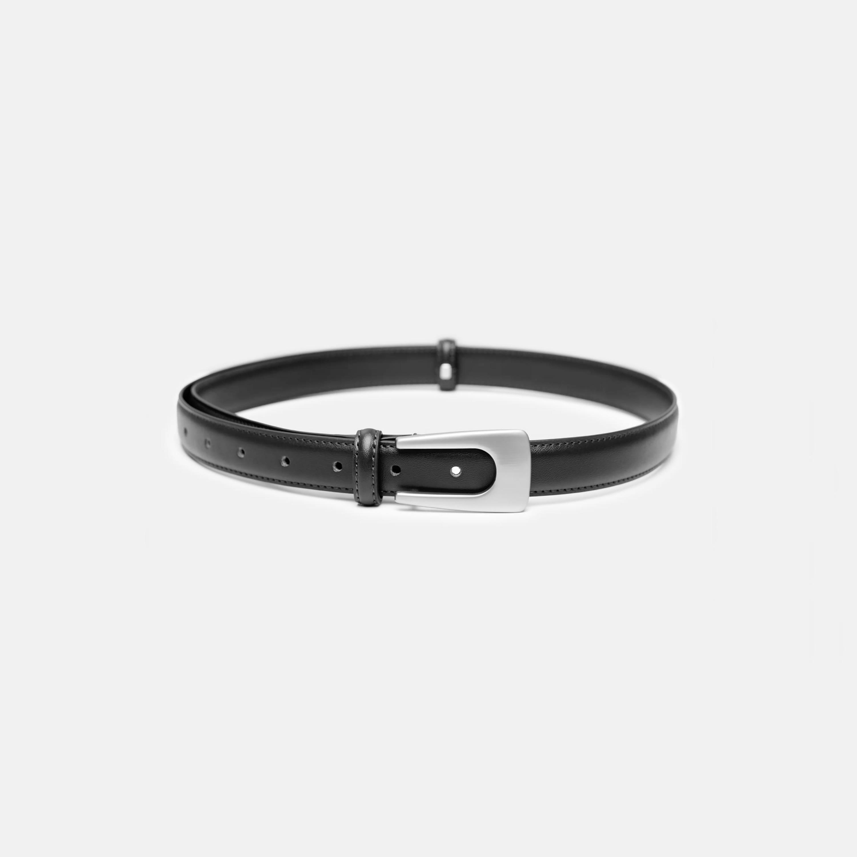 حزام ليتشي جلدي رفيع للنساء بلون أسود وإبزيم دبوس | مقاس موحد | blt0250-women-clothingaccessories-belts-image-1