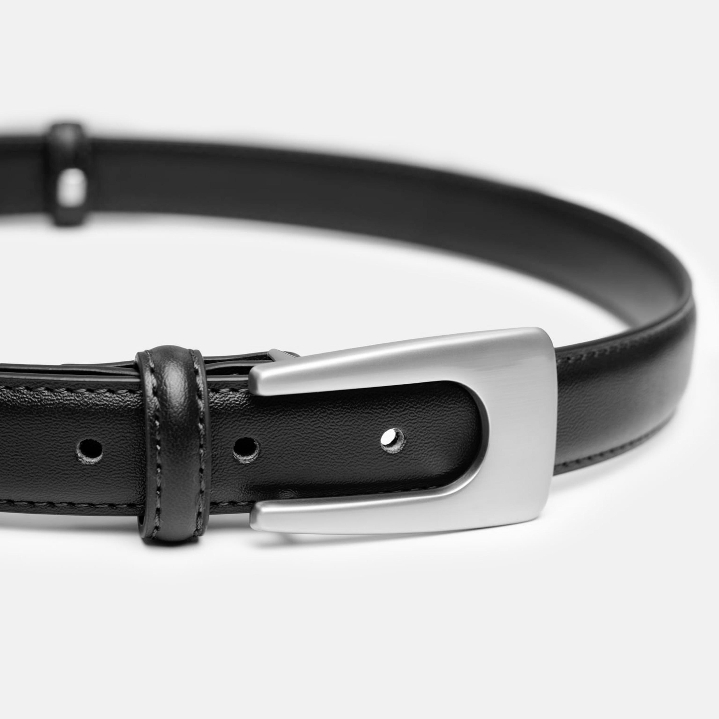 حزام ليتشي جلدي رفيع للنساء بلون أسود وإبزيم دبوس | مقاس موحد | blt0250-women-clothingaccessories-belts-image-2