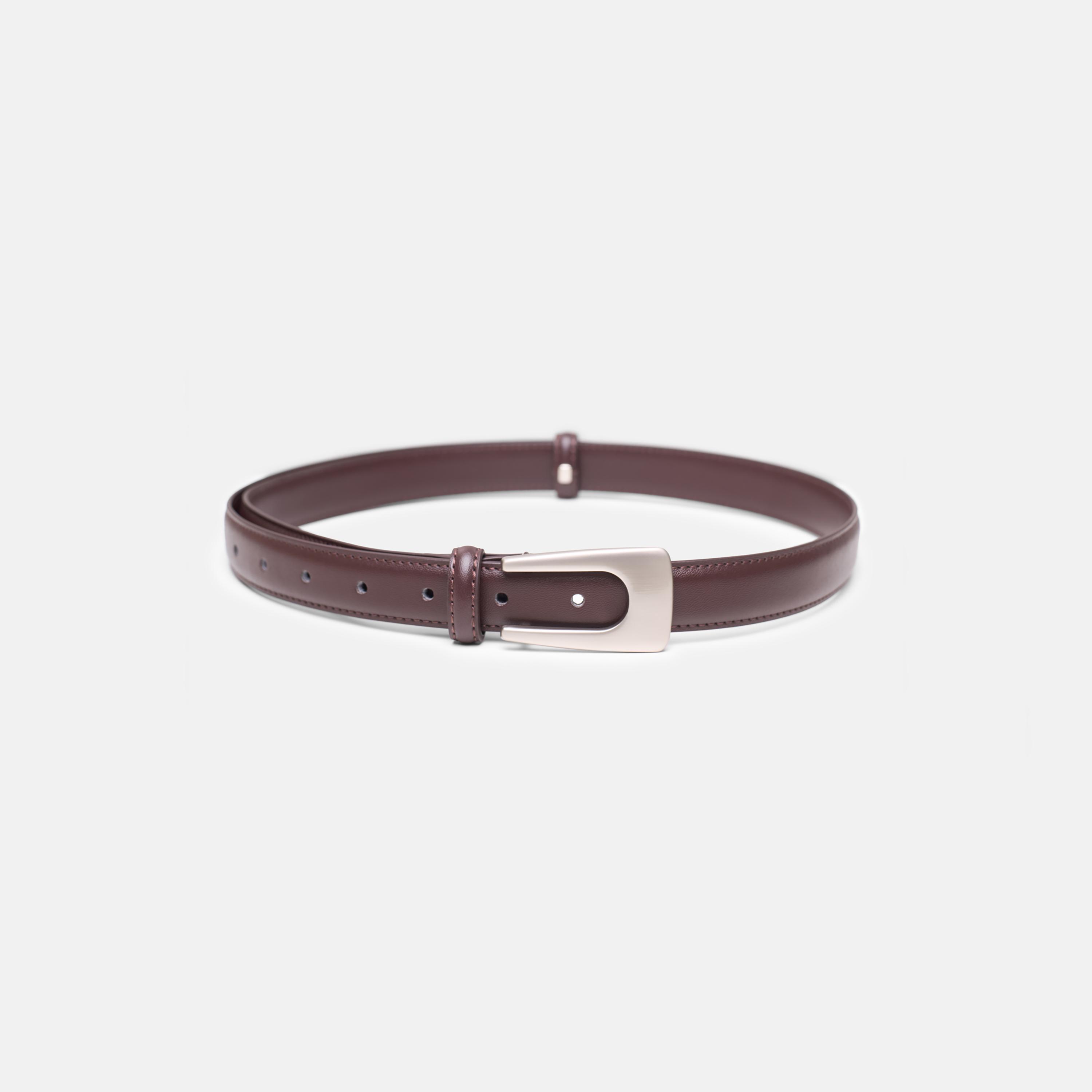 حزام ليتشي جلدي رفيع للنساء بلون بني وإبزيم دبوس | مقاس موحد | blt0251-women-clothingaccessories-belts-image-1