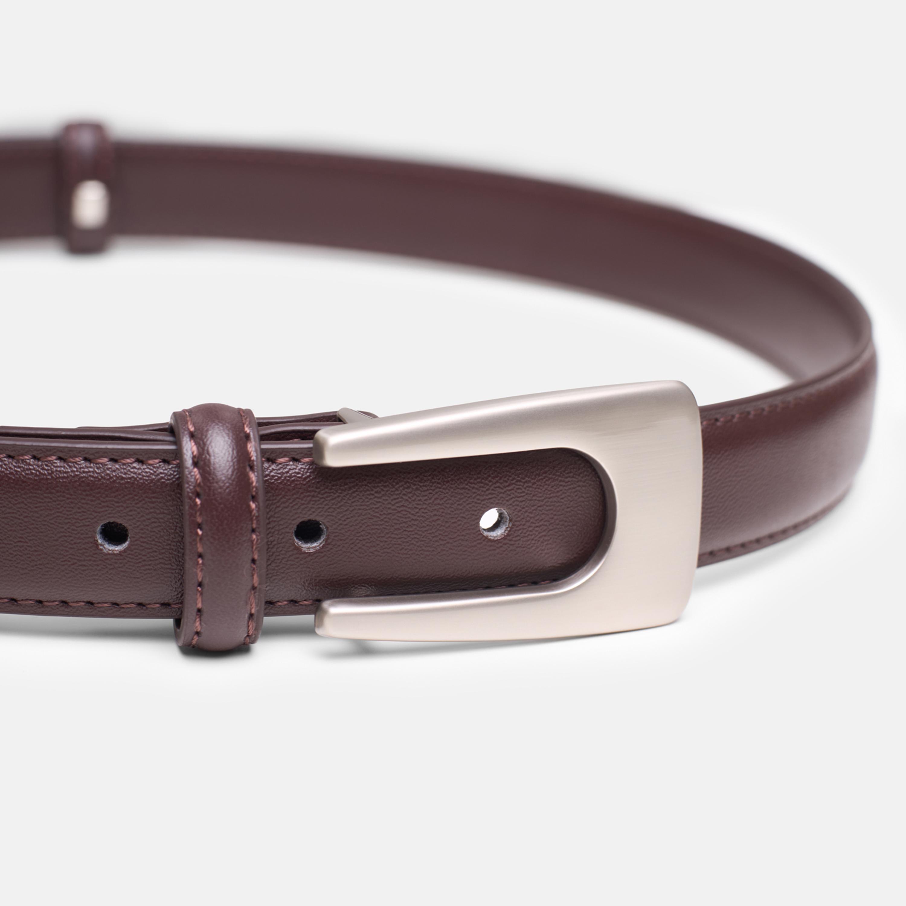 حزام ليتشي جلدي رفيع للنساء بلون بني وإبزيم دبوس | مقاس موحد | blt0251-women-clothingaccessories-belts-image-2