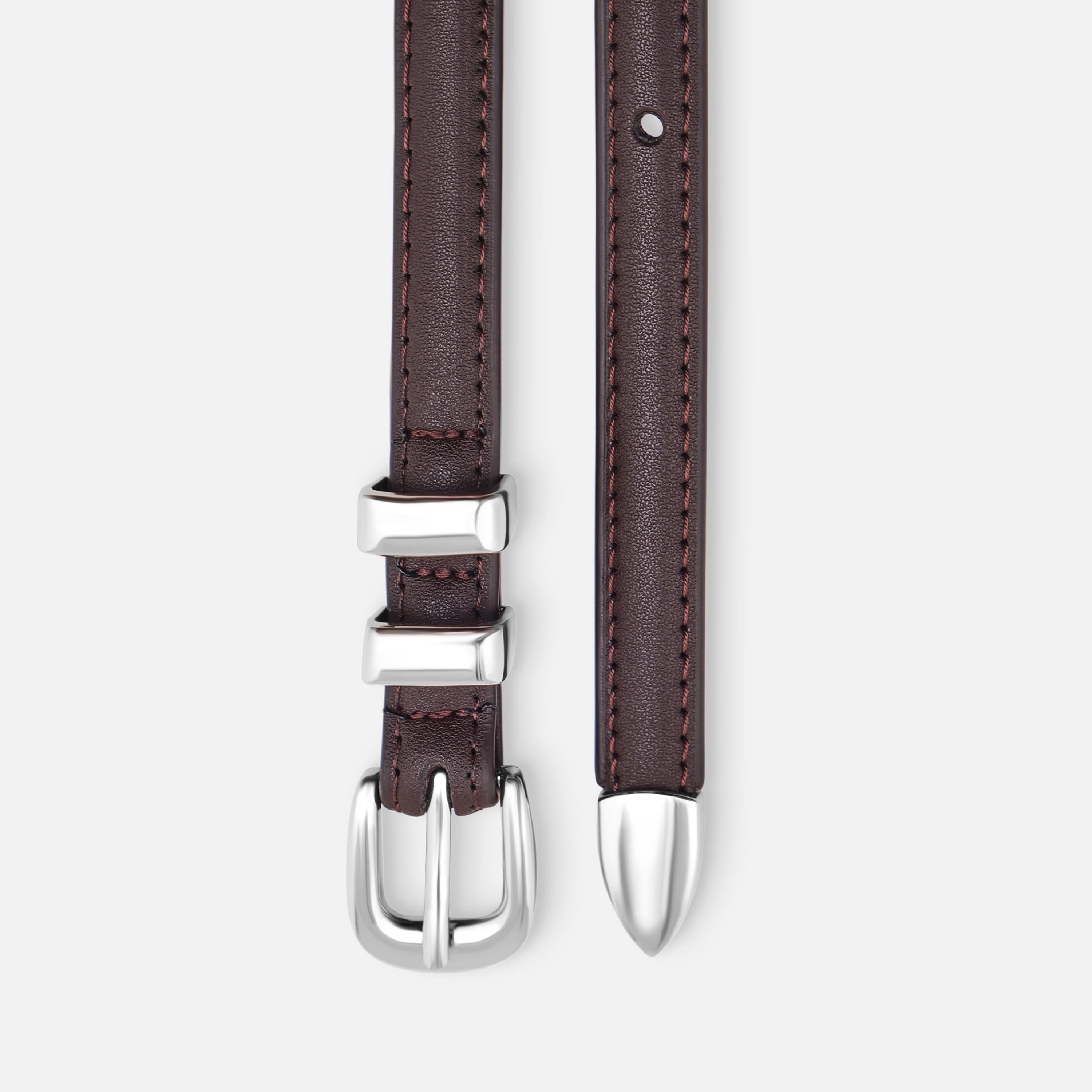 حزام ليتشي جلدي رفيع للنساء بلون بني وإبزيم دبوس | مقاس موحد | blt0253-women-clothingaccessories-belts-image-2