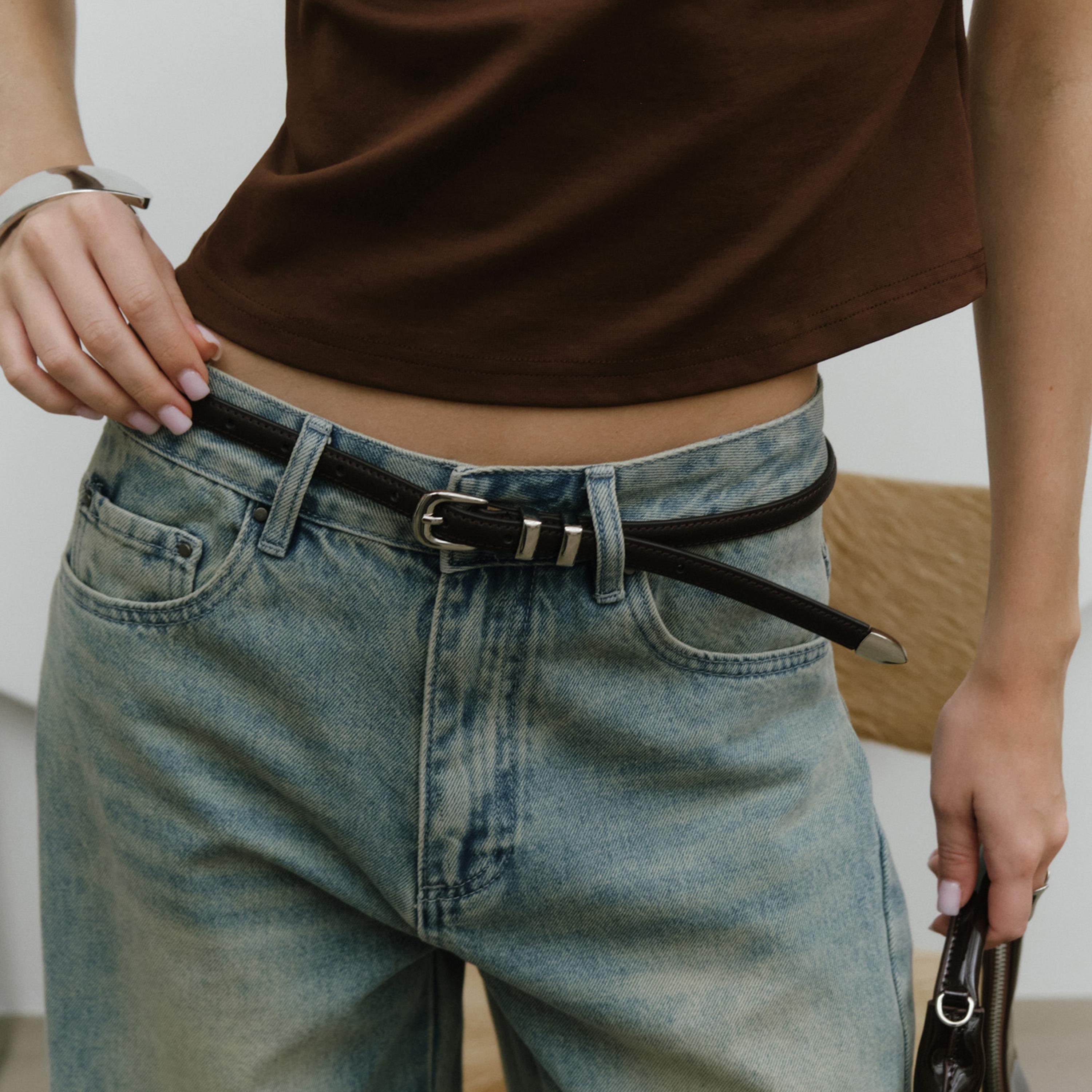 حزام ليتشي جلدي رفيع للنساء بلون بني وإبزيم دبوس | مقاس موحد | blt0253-women-clothingaccessories-belts-image-3