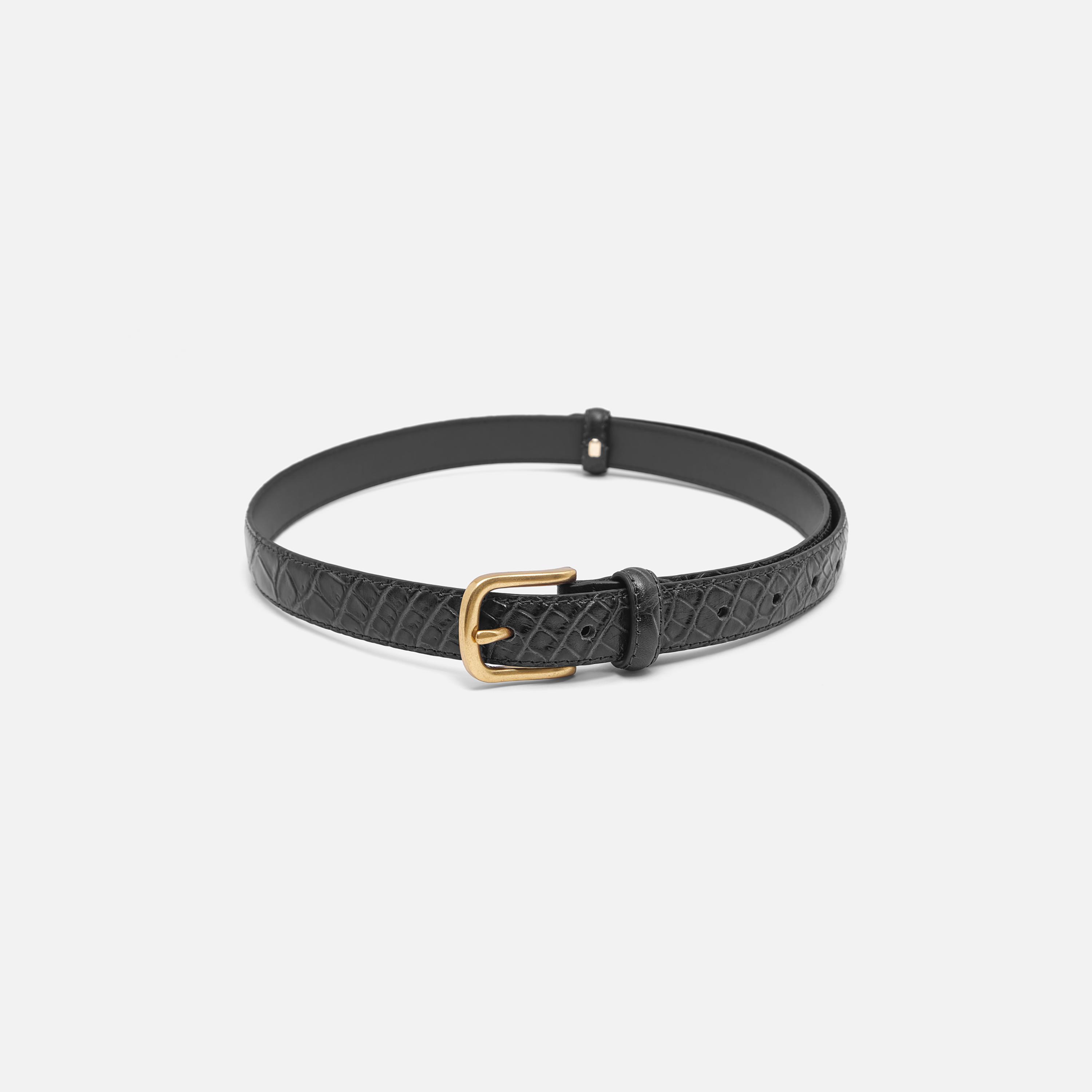 حزام ليتشي جلدي رفيع للنساء بلون أسود وإبزيم دبوس | مقاس موحد | blt0254-women-clothingaccessories-belts-image-1