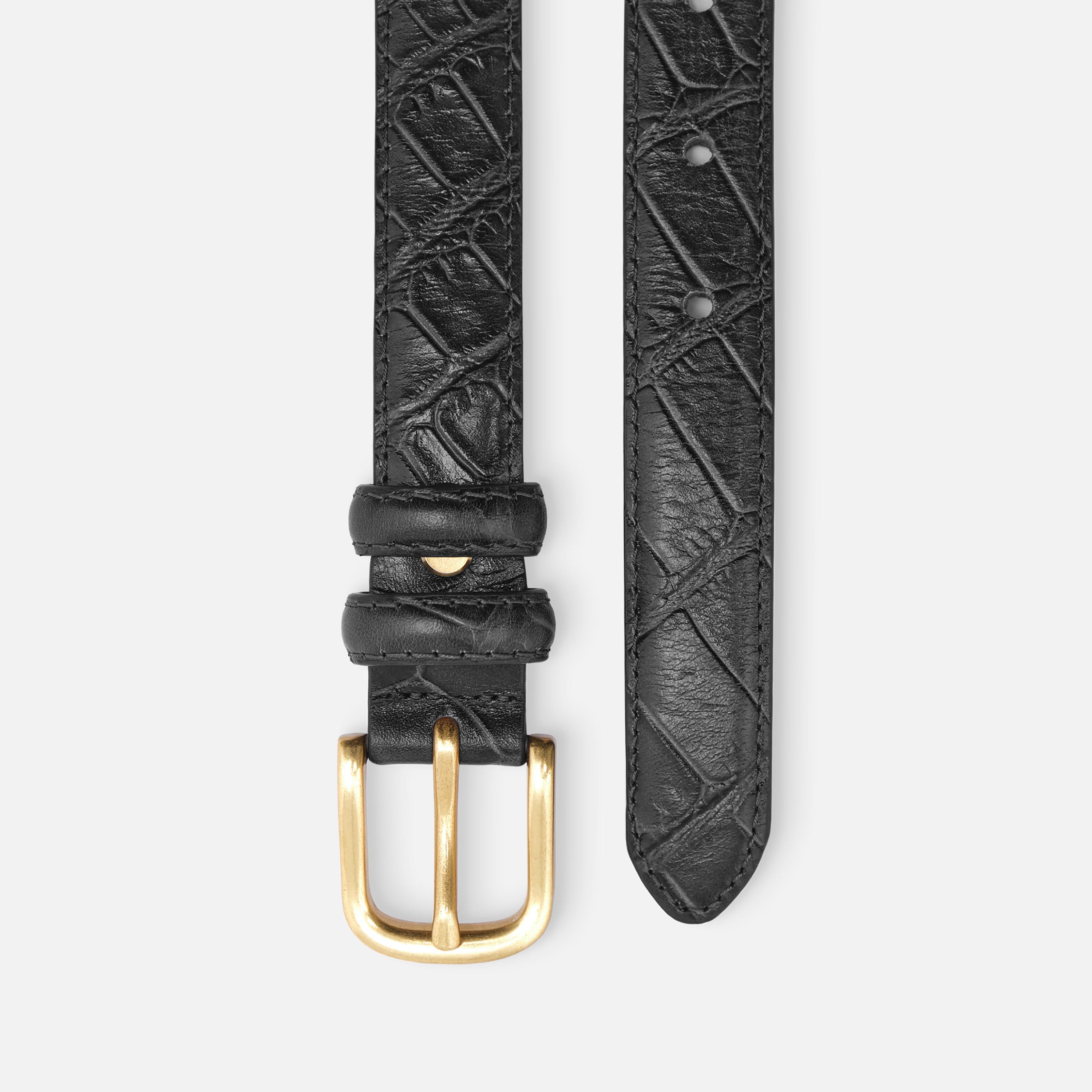 حزام ليتشي جلدي رفيع للنساء بلون أسود وإبزيم دبوس | مقاس موحد | blt0254-women-clothingaccessories-belts-image-2