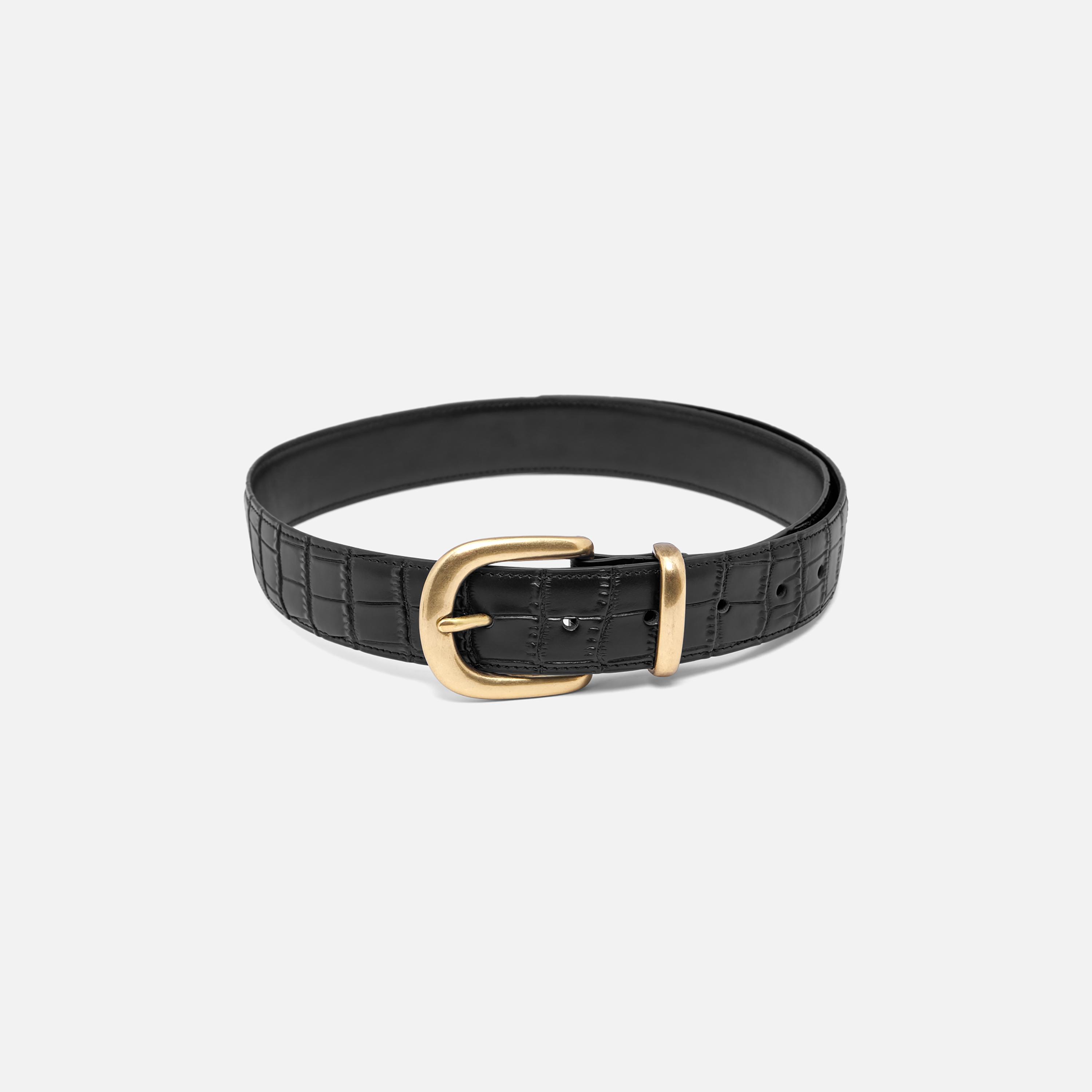 حزام ليتشي جلدي عريض للنساء بلون أسود وإبزيم دبوس | مقاس موحد | blt0256-women-clothingaccessories-belts-image-2