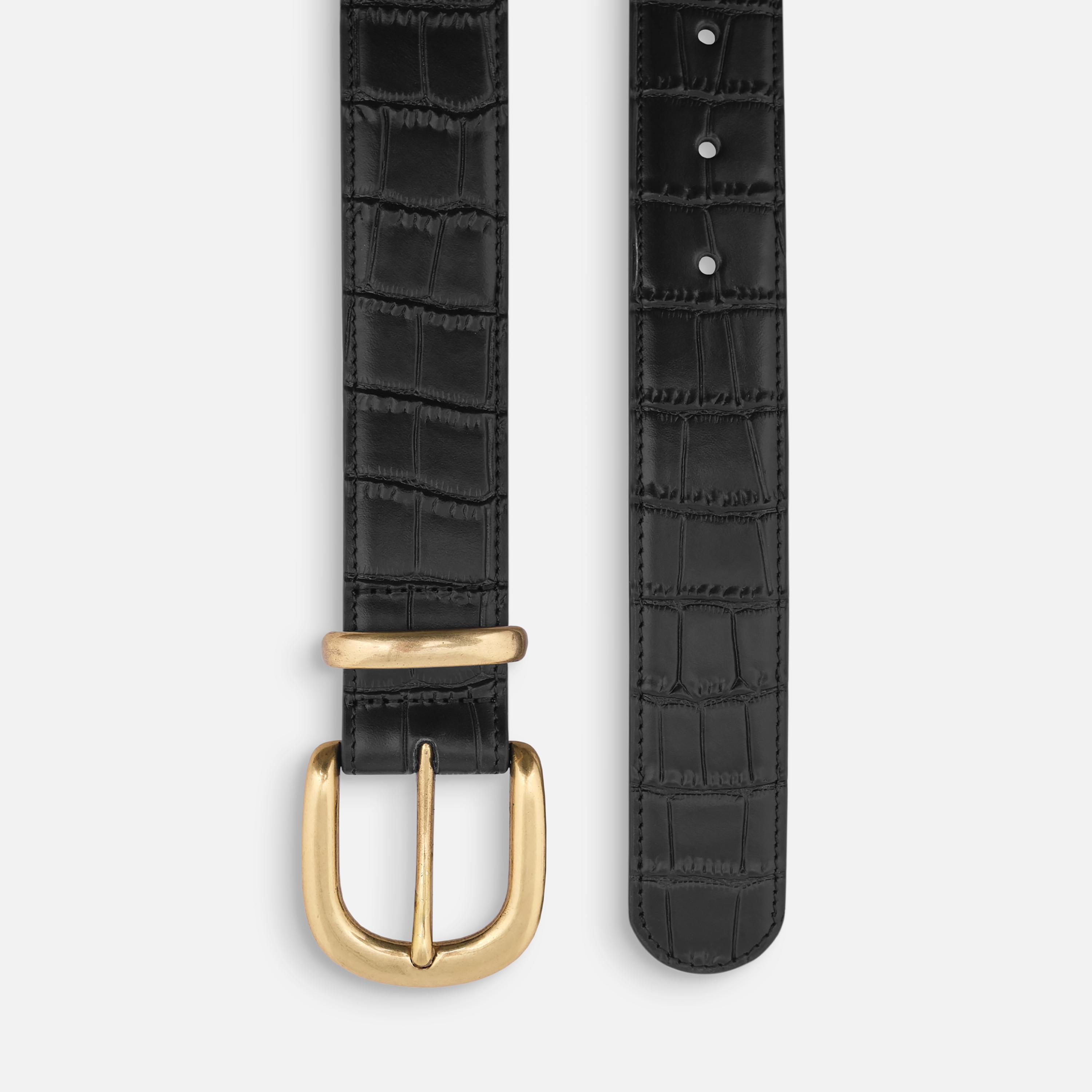 حزام ليتشي جلدي عريض للنساء بلون أسود وإبزيم دبوس | مقاس موحد | blt0256-women-clothingaccessories-belts-image-3
