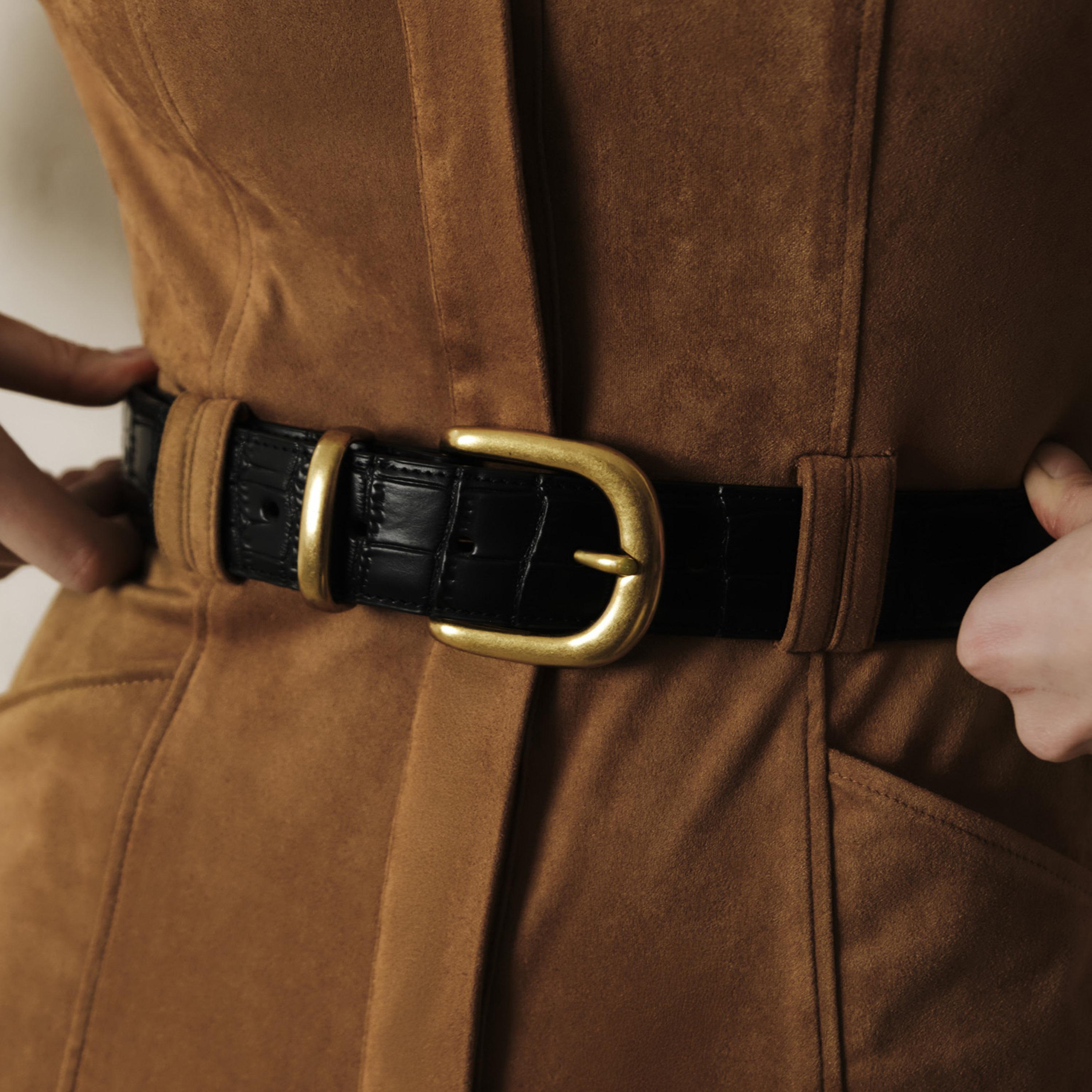 حزام ليتشي جلدي عريض للنساء بلون أسود وإبزيم دبوس | مقاس موحد | blt0256-women-clothingaccessories-belts-image-4
