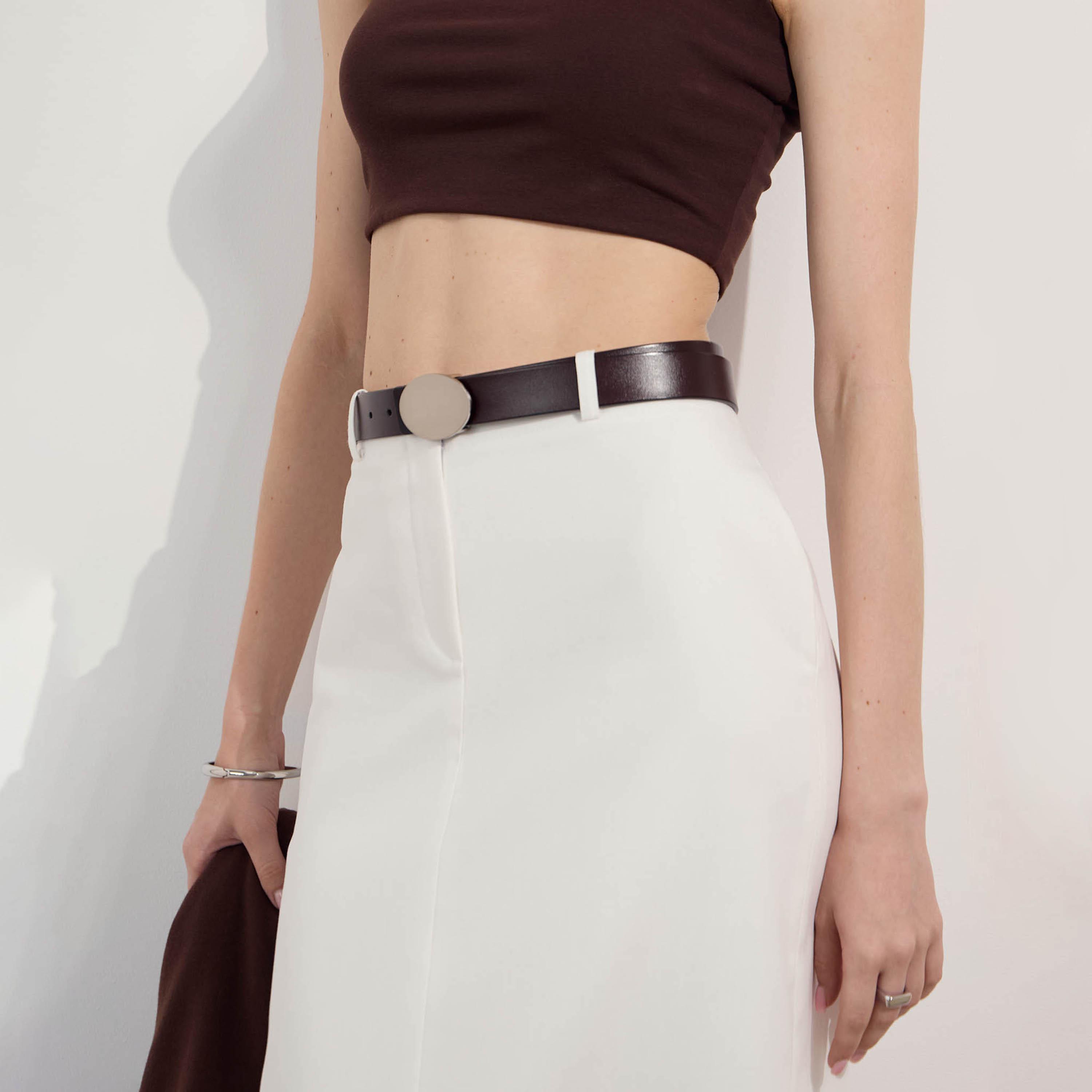حزام ليتشي جلدي عريض للنساء بلون بني وإبزيم مسطح | مقاس موحد | blt0282-women-clothingaccessories-belts-image-4