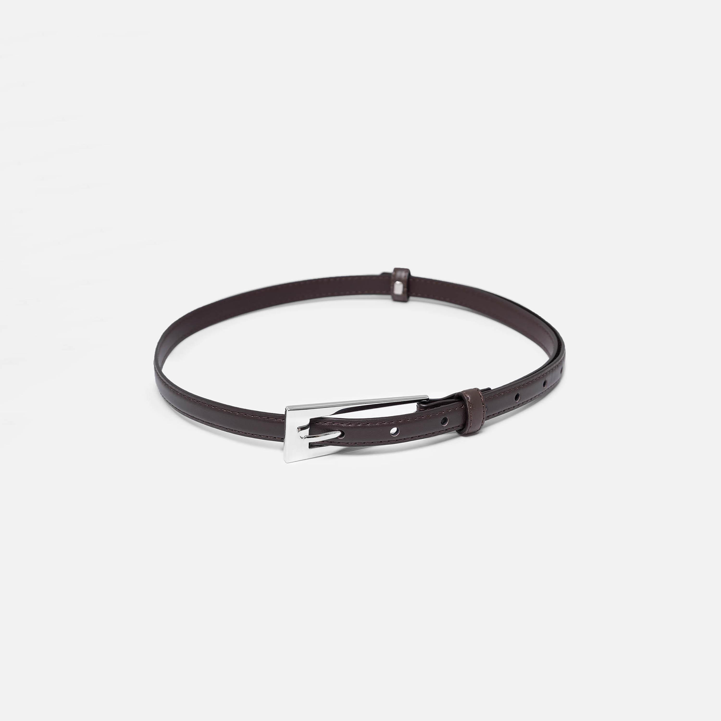 حزام ليتشي جلدي رفيع للنساء بلون بني وإبزيم دبوس | مقاس موحد | blt0288-women-clothingaccessories-belts-image-2