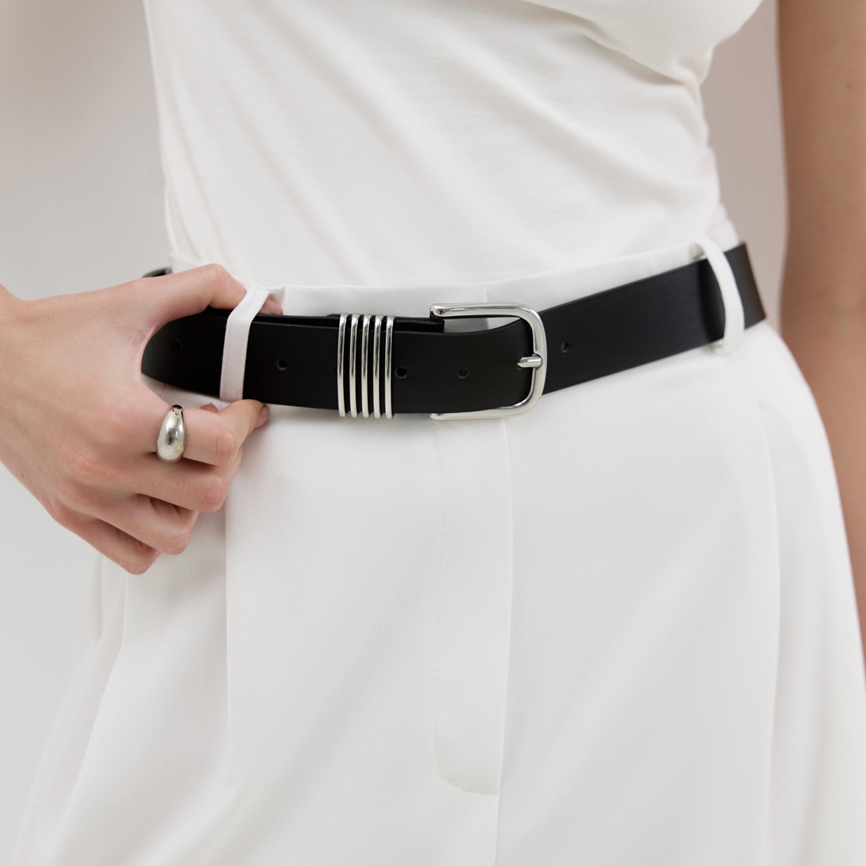 حزام ليتشي جلدي رفيع للنساء بلون أسود وإبزيم دبوس | مقاس موحد | blt0292-women-clothingaccessories-belts-image-4
