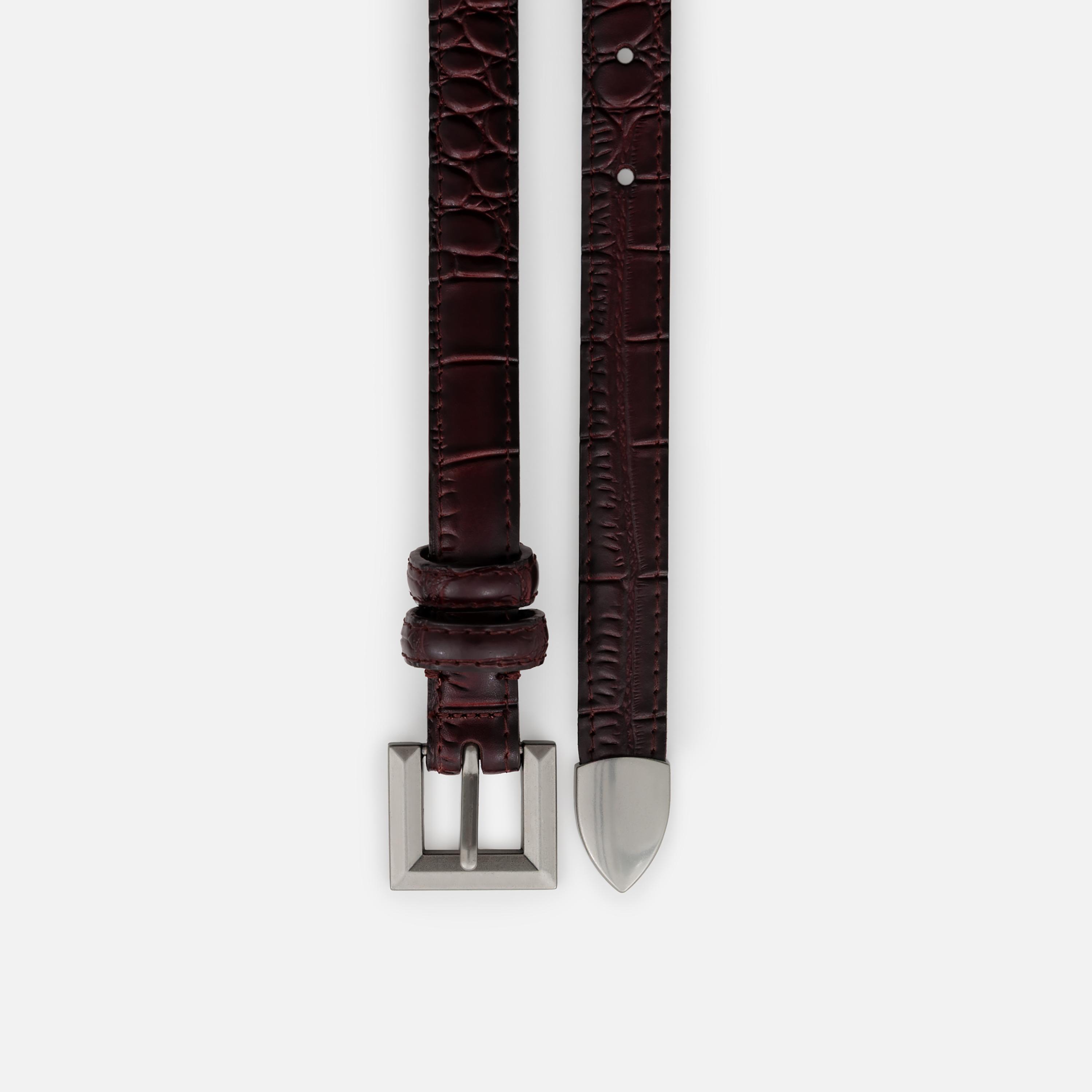 حزام ليتشي جلدي رفيع للنساء بلون بني وإبزيم دبوس | مقاس موحد | blt0294-women-clothingaccessories-belts-image-2