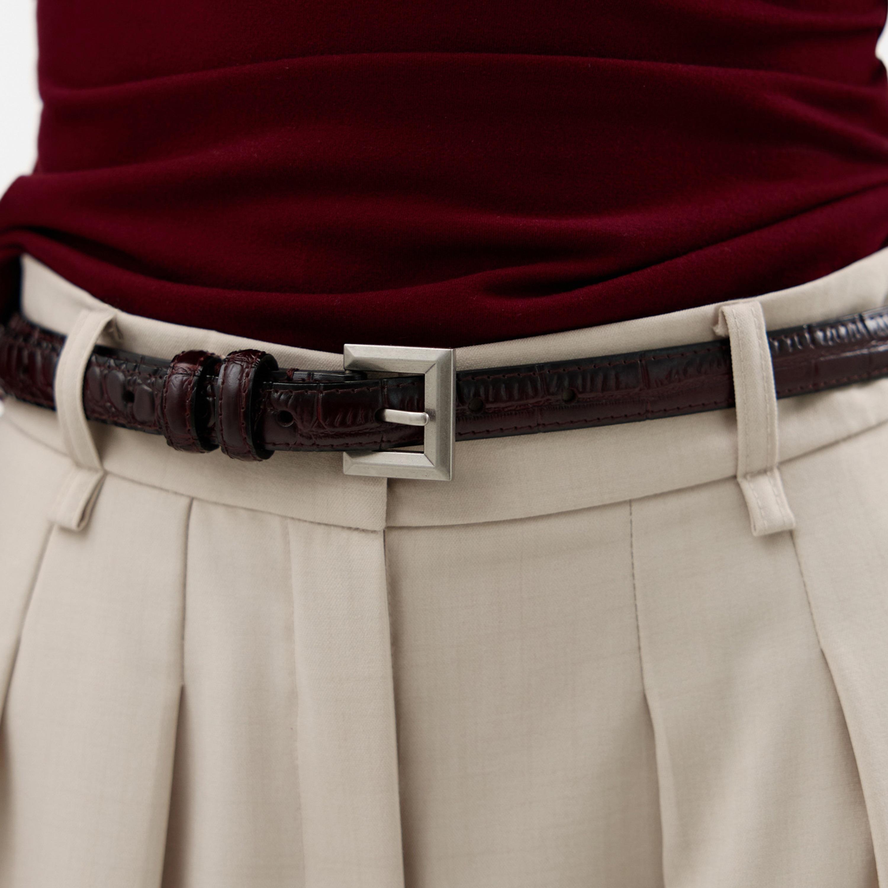 حزام ليتشي جلدي رفيع للنساء بلون بني وإبزيم دبوس | مقاس موحد | blt0294-women-clothingaccessories-belts-image-5