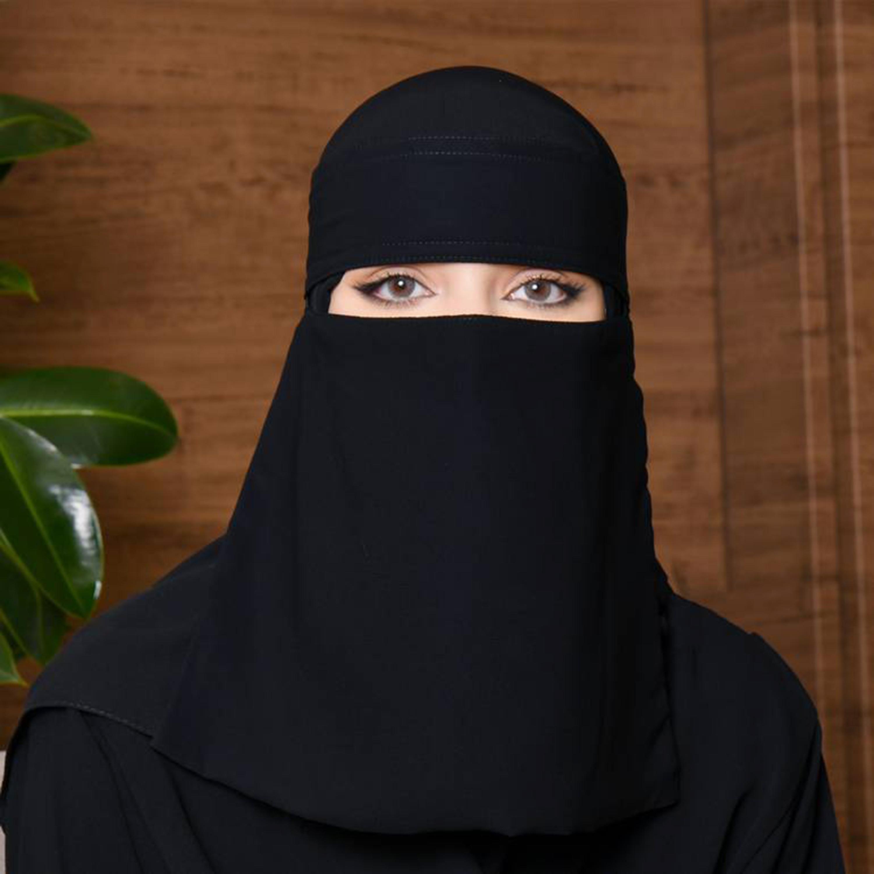Beyond Abaya Black Silk Women's Niqab with Velcro Closure-women-arabicclothing-headscarf-niqab-image-1