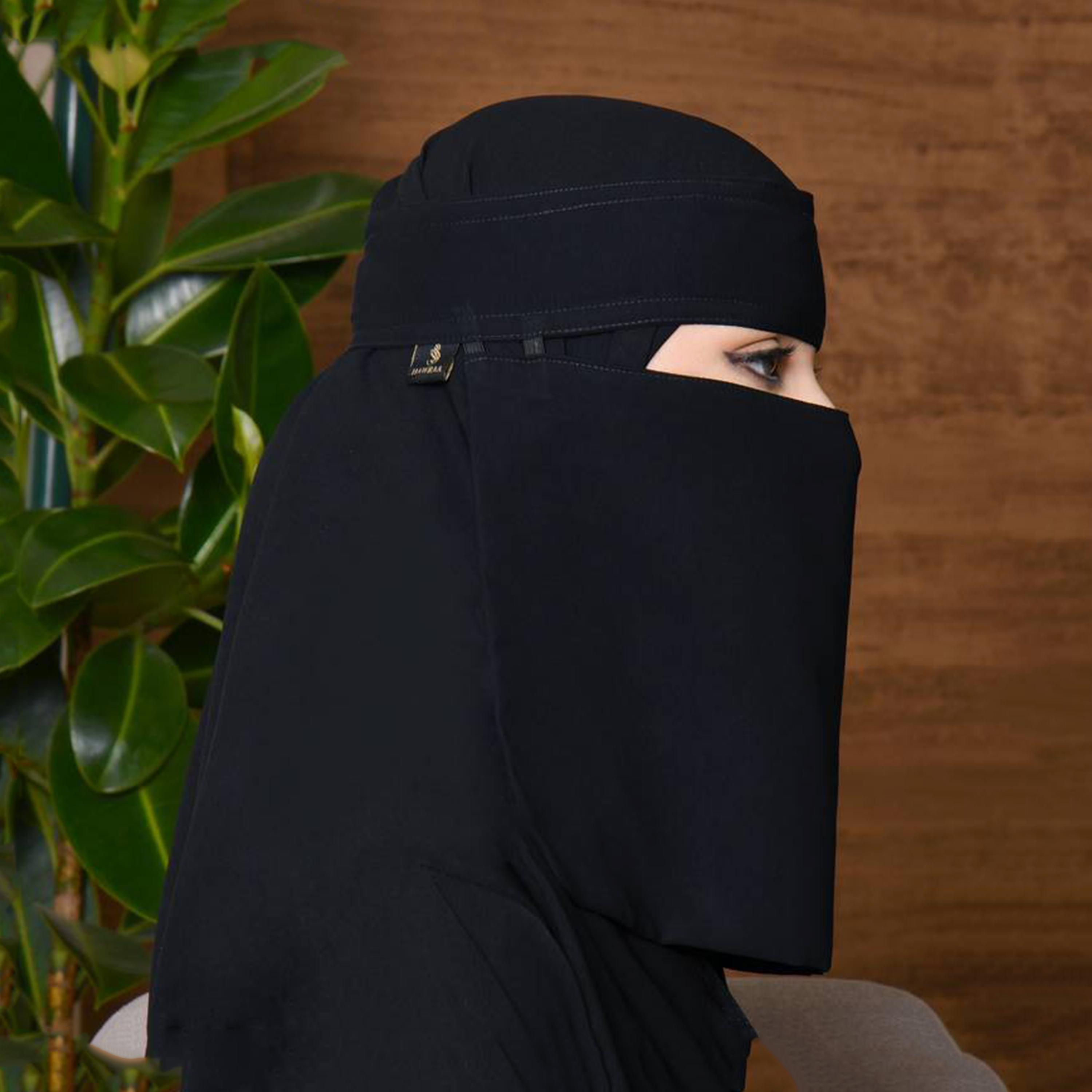 Beyond Abaya Black Silk Women's Niqab with Velcro Closure-women-arabicclothing-headscarf-niqab-image-2
