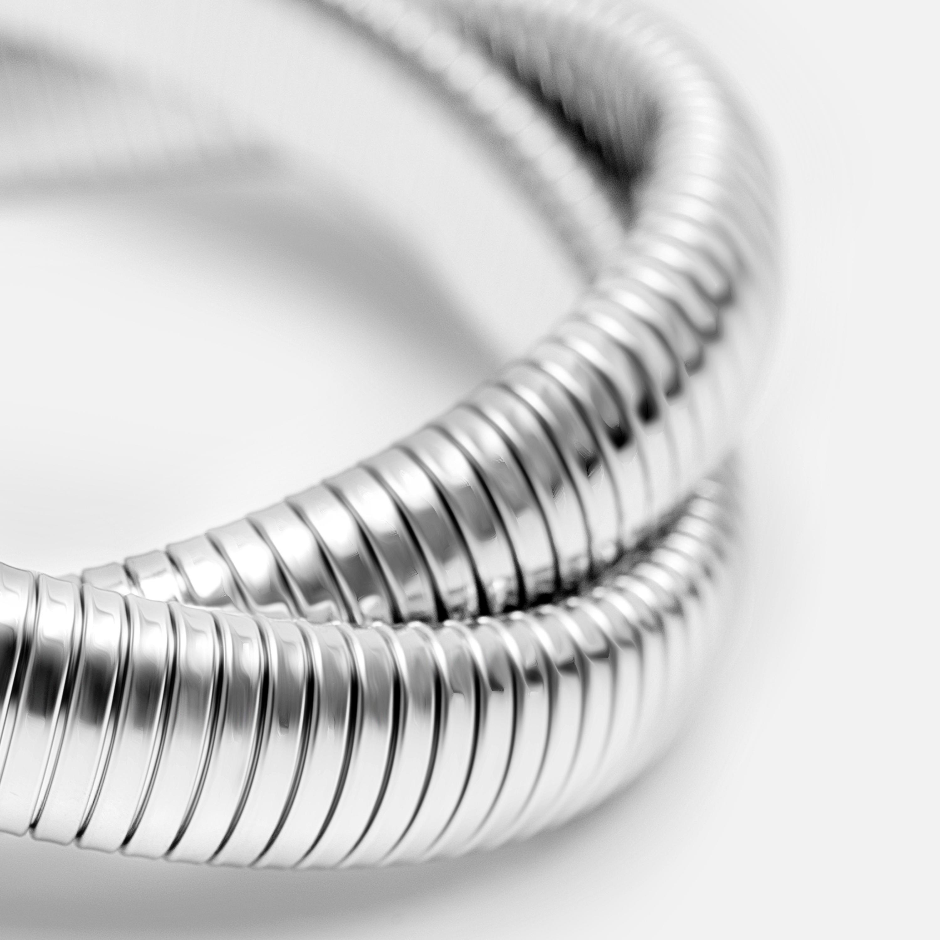 سوار ليتشي فضي من الستانلس ستيل بتصميم ملتف-women-watchesandjewellery-jewellery-banglesandbracelets-image-3