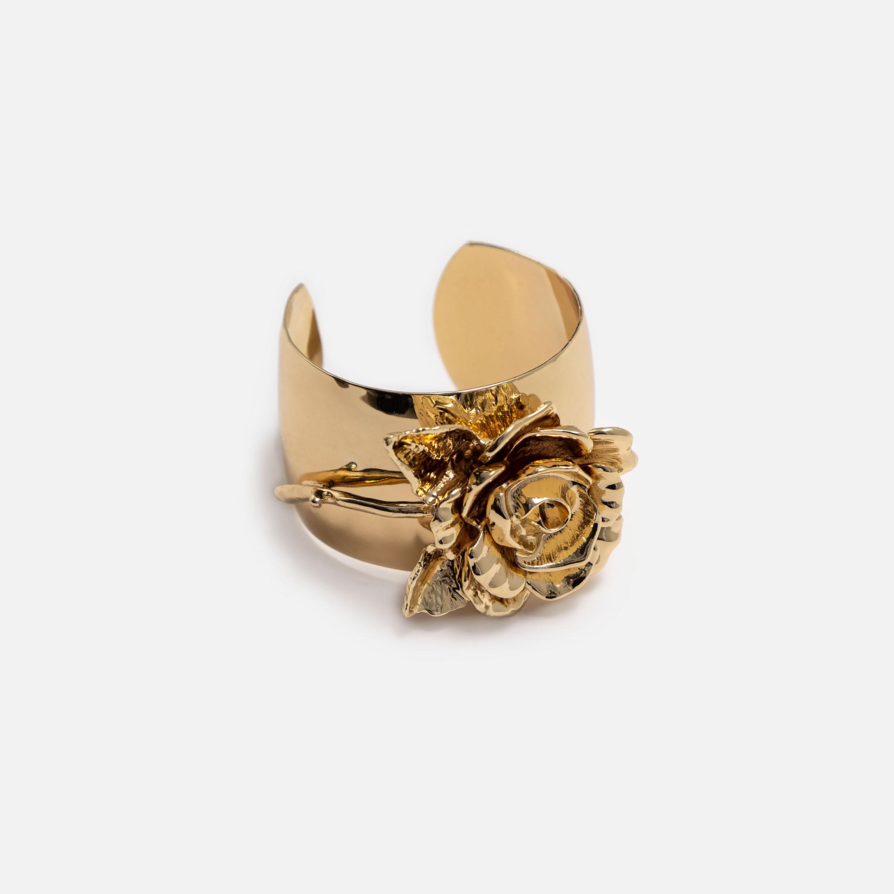 سوار ليتشي ذهبي من سبيكة الزنك مع تطبيقات على شكل زهور-women-watchesandjewellery-jewellery-banglesandbracelets-image-2