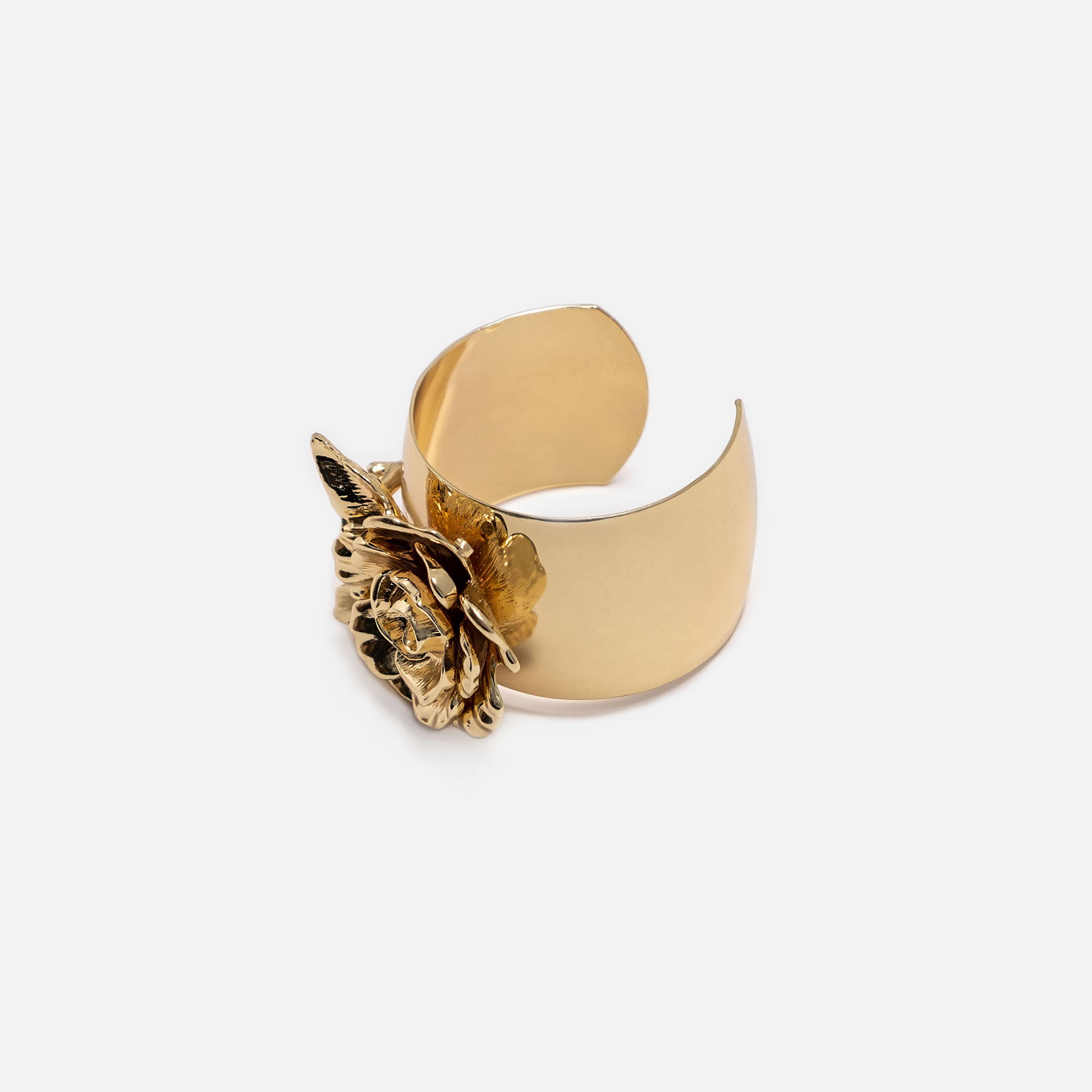سوار ليتشي ذهبي من سبيكة الزنك مع تطبيقات على شكل زهور-women-watchesandjewellery-jewellery-banglesandbracelets-image-3