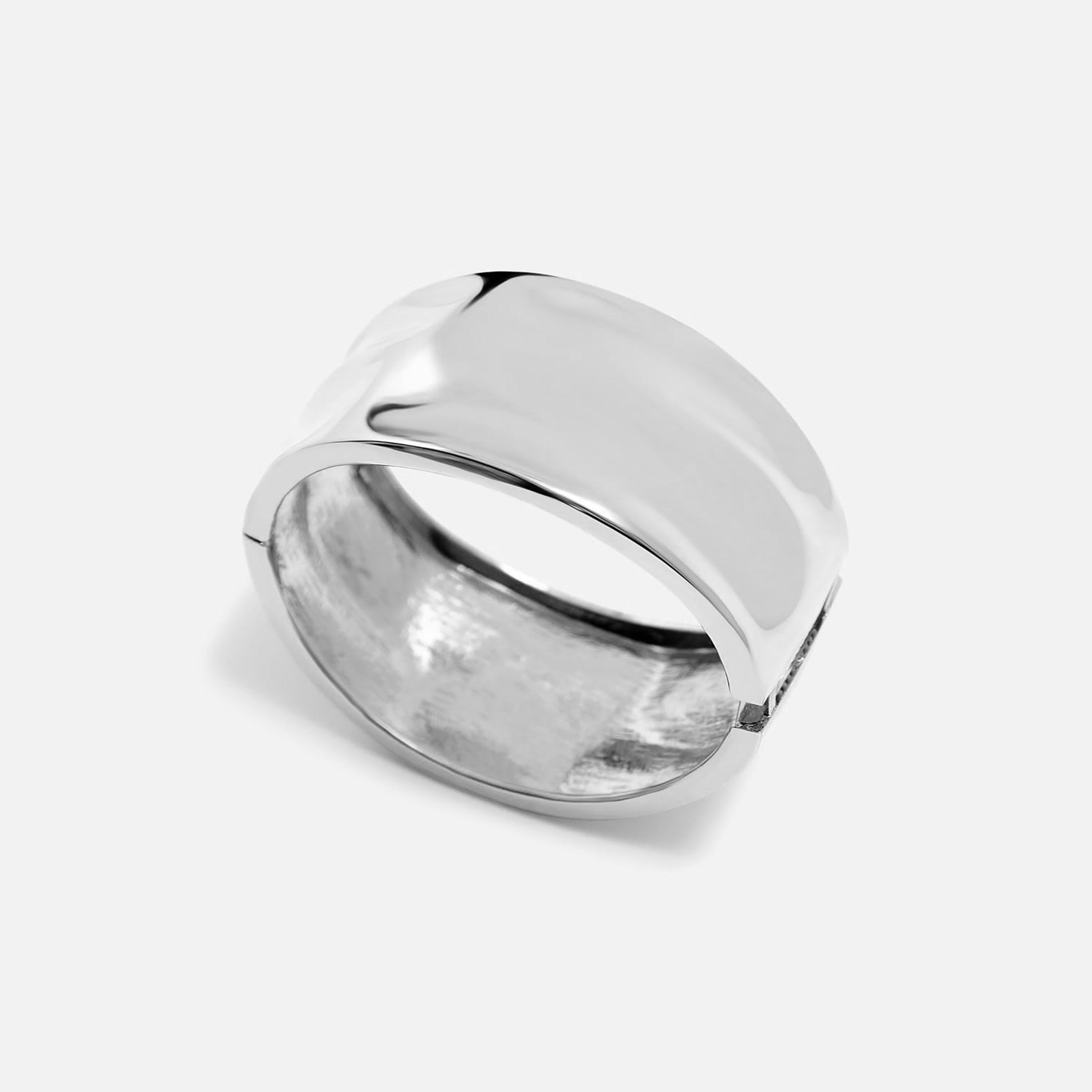 سوار ليتشي فضي من سبيكة الزنك بتصميم عريض-women-watchesandjewellery-jewellery-banglesandbracelets-image-2