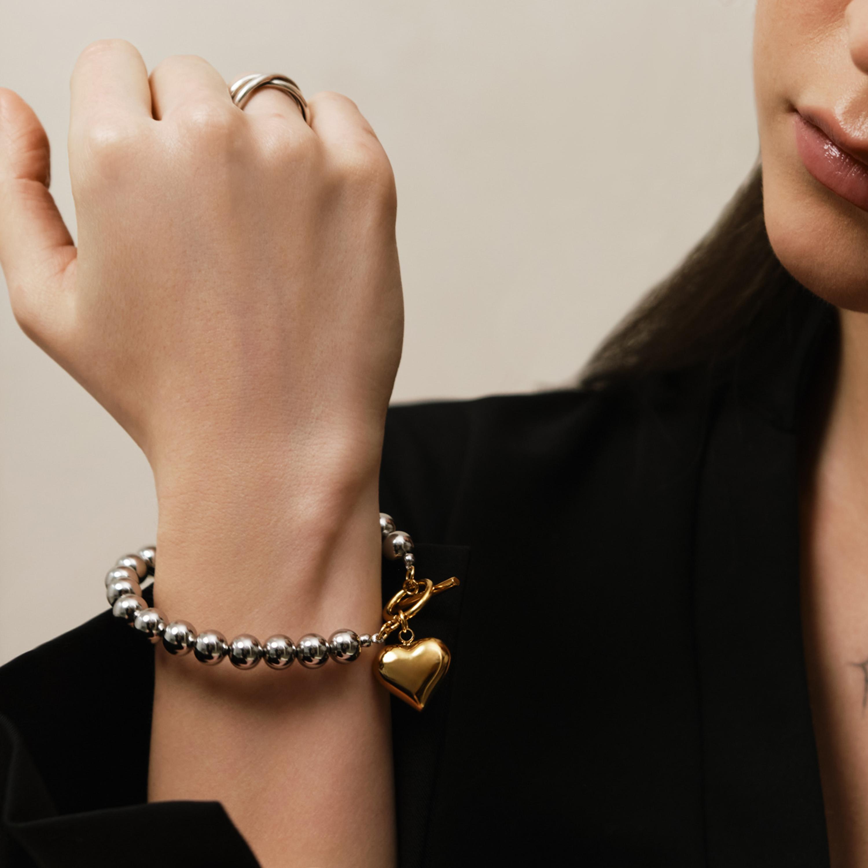 سوار ليتشي فضي من الستانلس ستيل بتصميم خرز-women-watchesandjewellery-jewellery-banglesandbracelets-image-4
