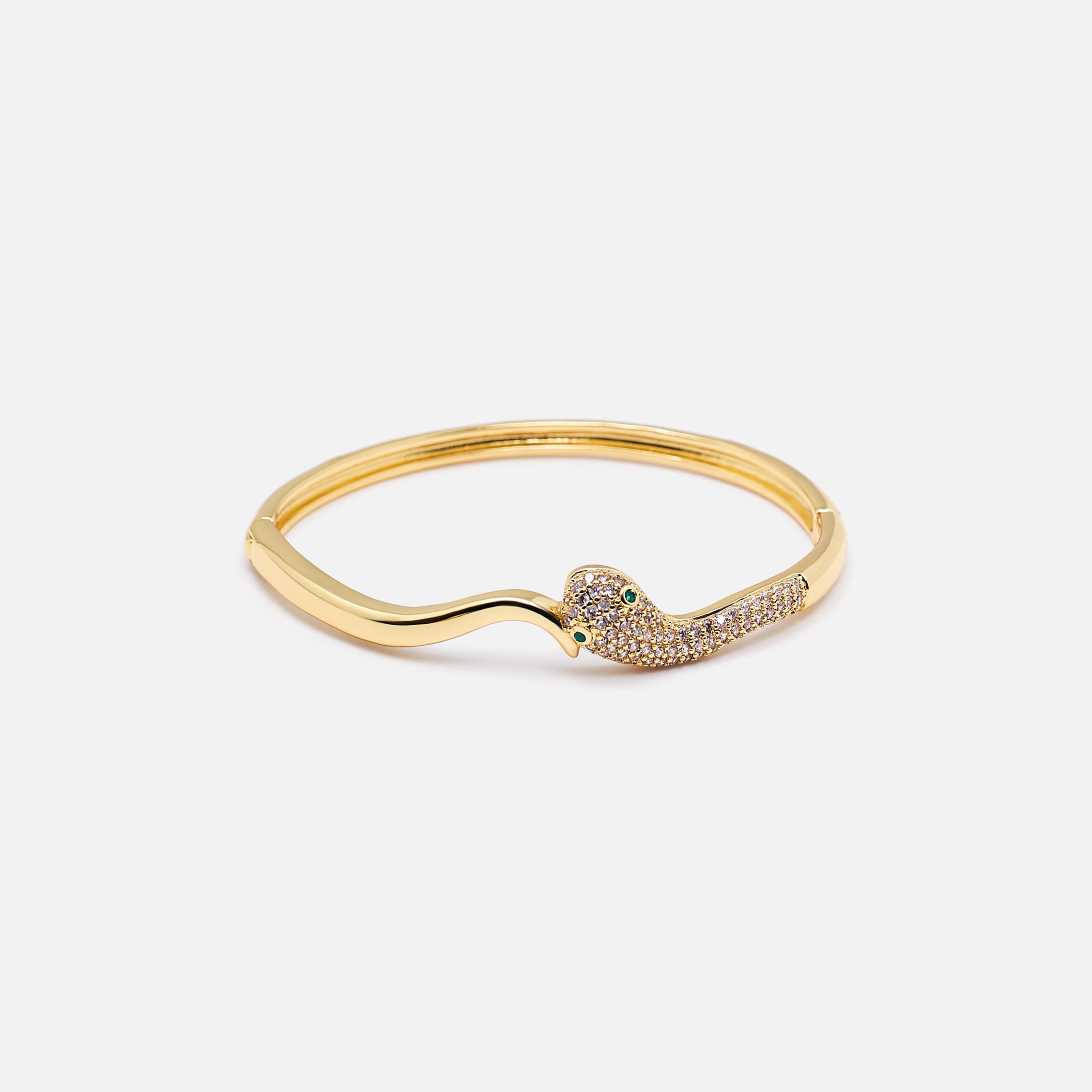 سوار ليتشي ذهبي من النحاس بتصميم ثعبان-women-watchesandjewellery-jewellery-banglesandbracelets-image-2