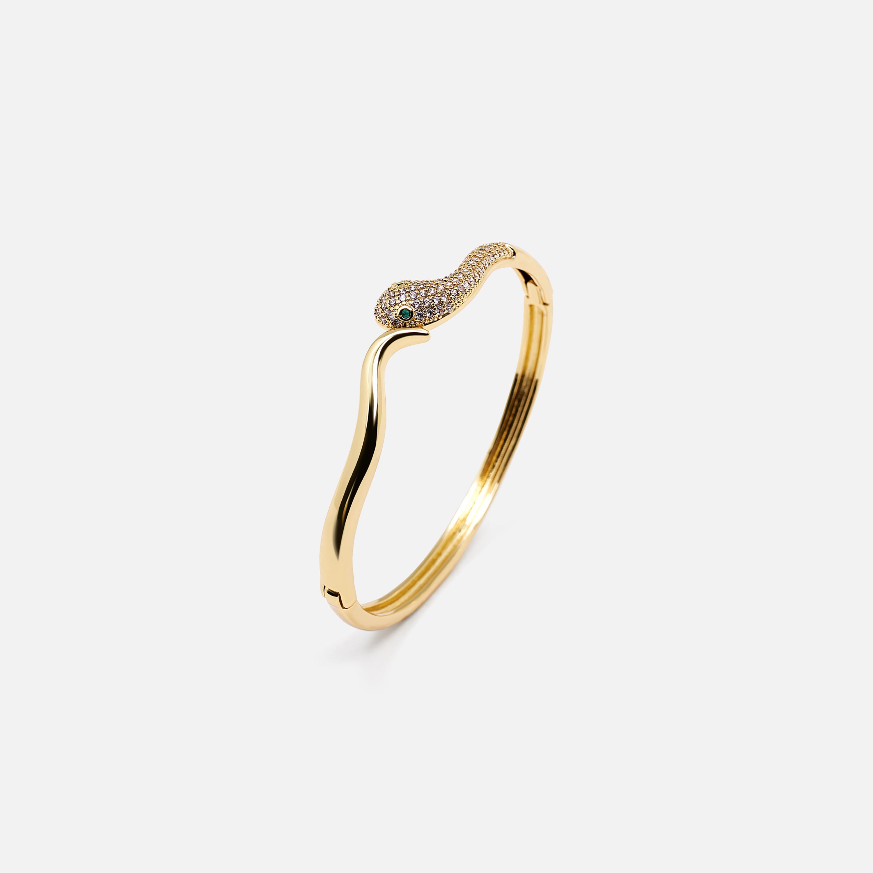 سوار ليتشي ذهبي من النحاس بتصميم ثعبان-women-watchesandjewellery-jewellery-banglesandbracelets-image-3