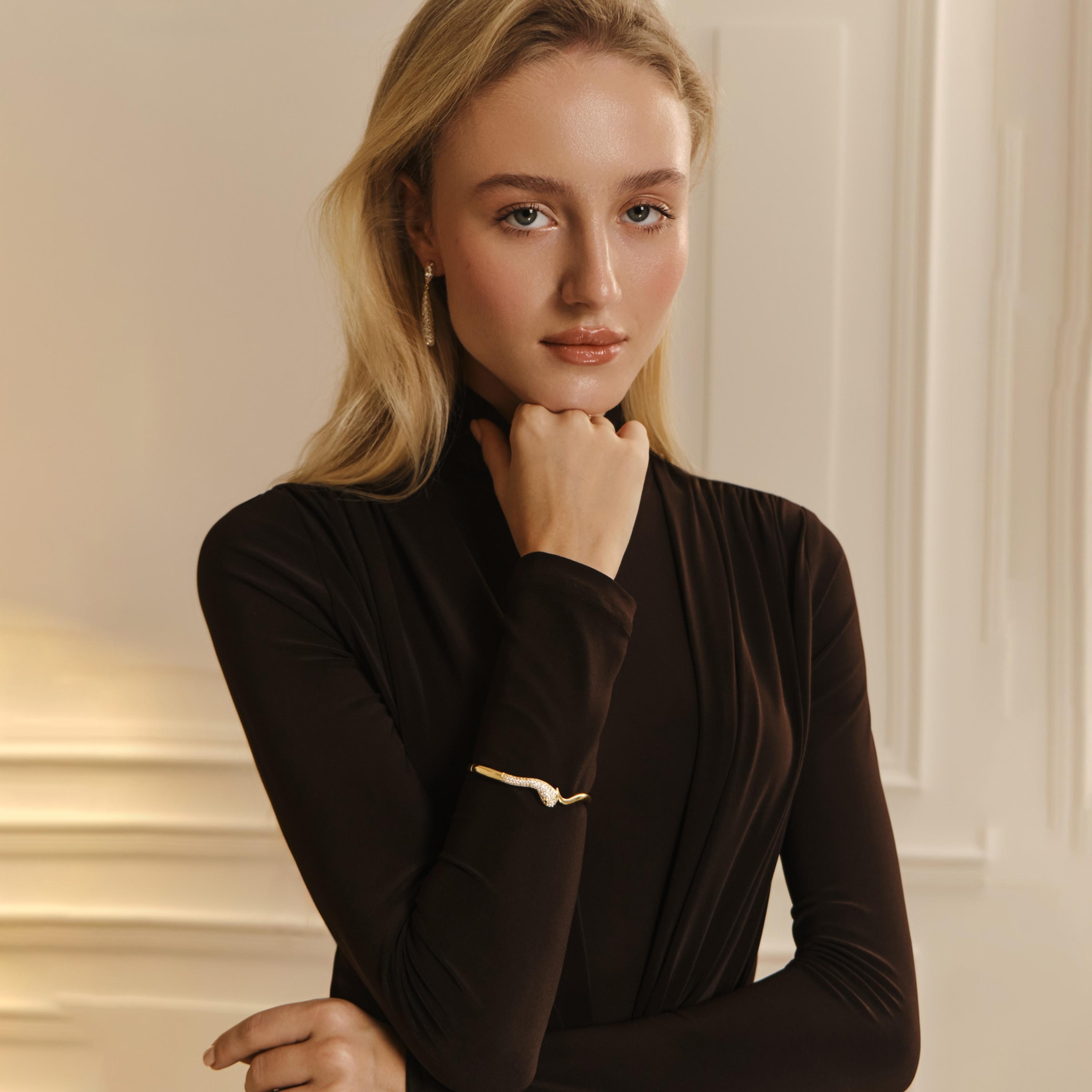 سوار ليتشي ذهبي من النحاس بتصميم ثعبان-women-watchesandjewellery-jewellery-banglesandbracelets-image-4