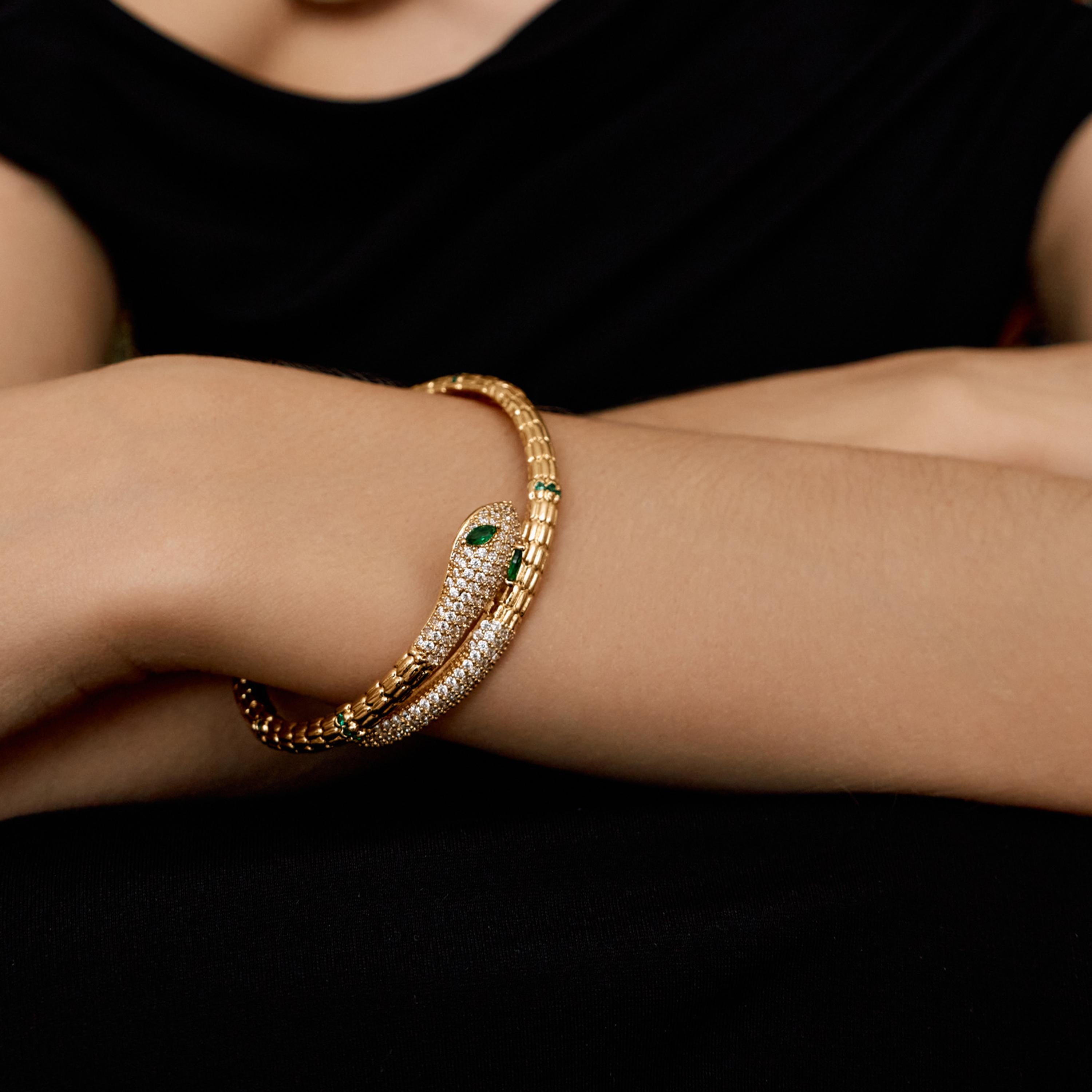 سوار ليتشي ذهبي من النحاس مزين بالأحجار-women-watchesandjewellery-jewellery-banglesandbracelets-image-1