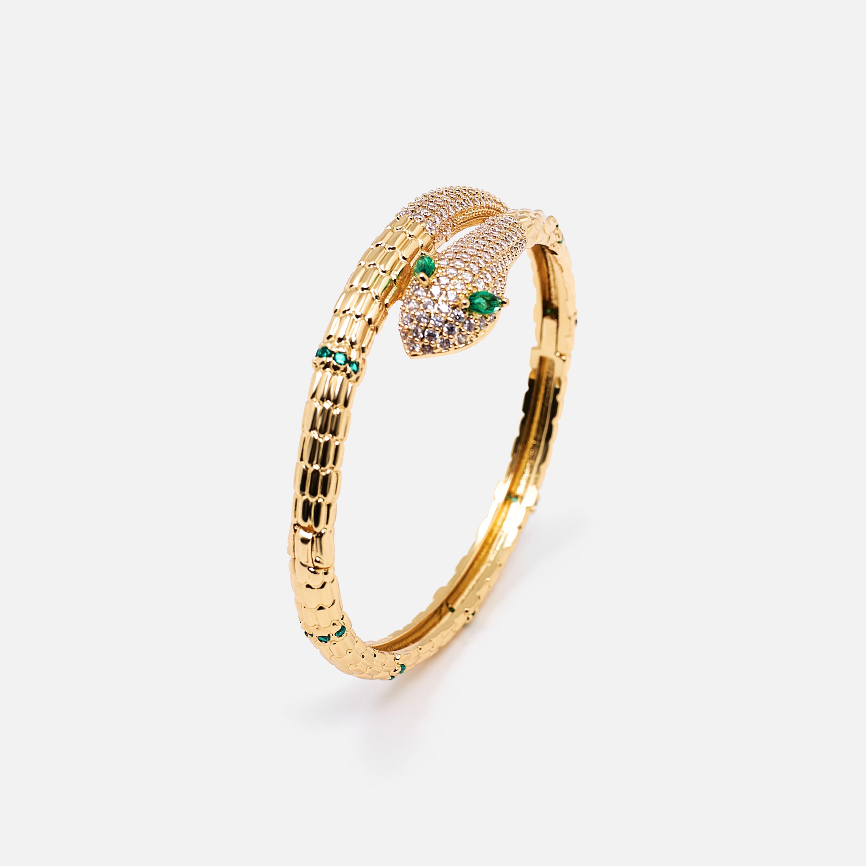 سوار ليتشي ذهبي من النحاس مزين بالأحجار-women-watchesandjewellery-jewellery-banglesandbracelets-image-2