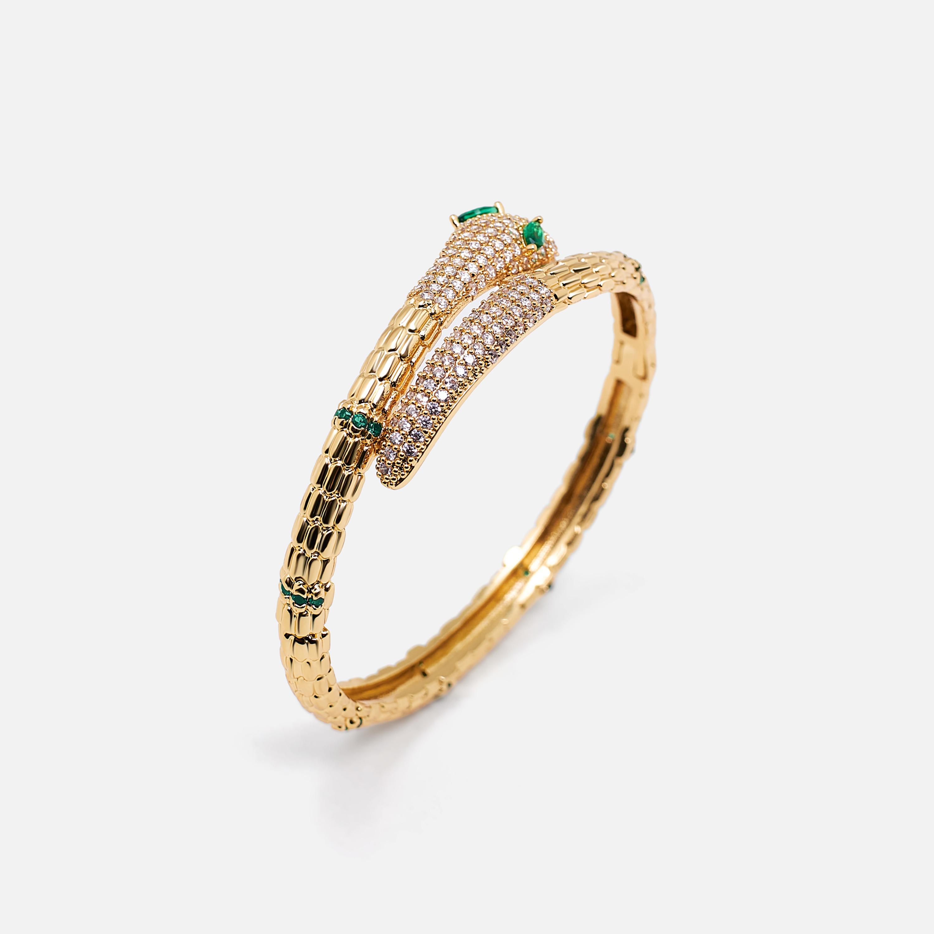 سوار ليتشي ذهبي من النحاس مزين بالأحجار-women-watchesandjewellery-jewellery-banglesandbracelets-image-4