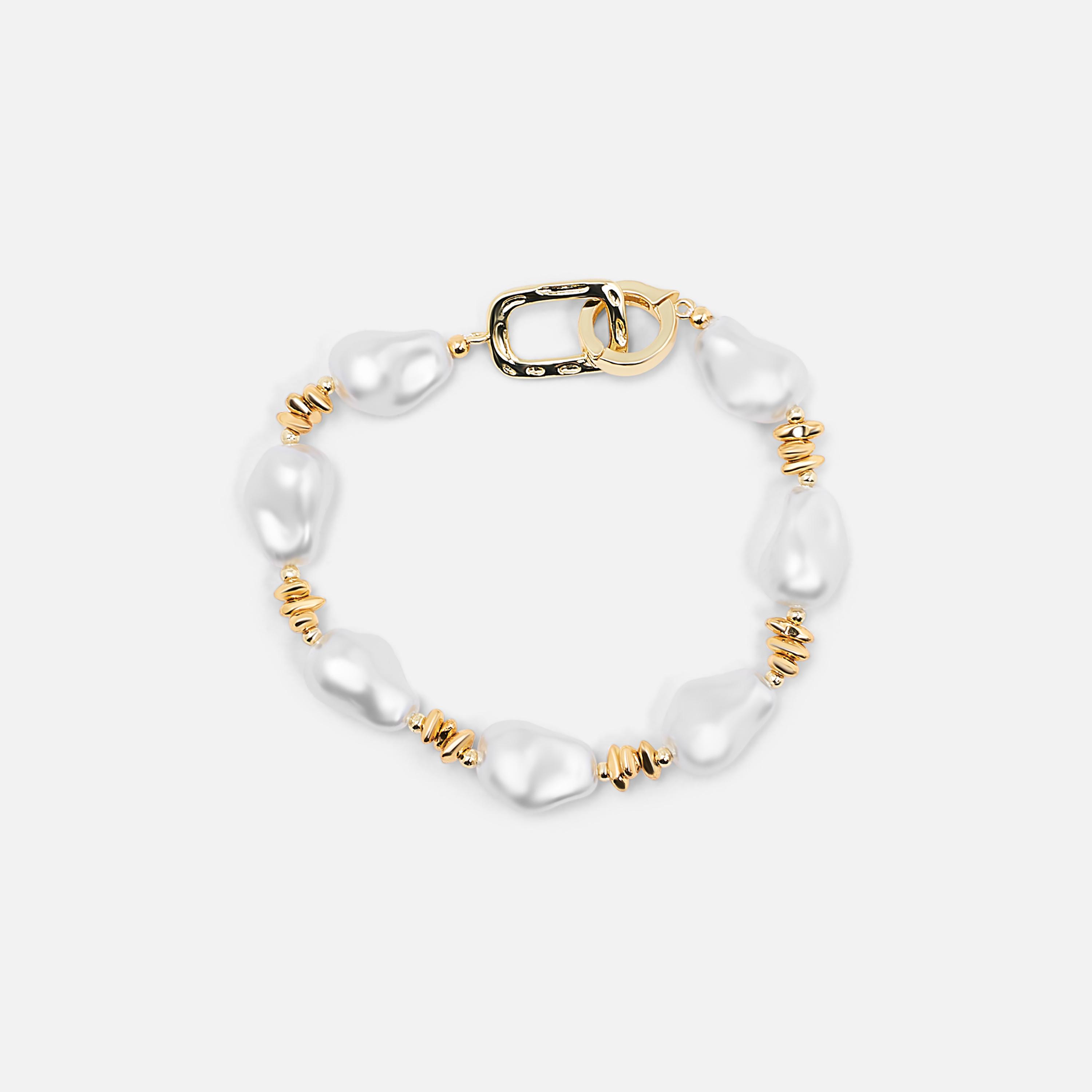 سوار ليتشي ذهبي من النحاس بتفاصيل لؤلؤ-women-watchesandjewellery-jewellery-banglesandbracelets-image-2