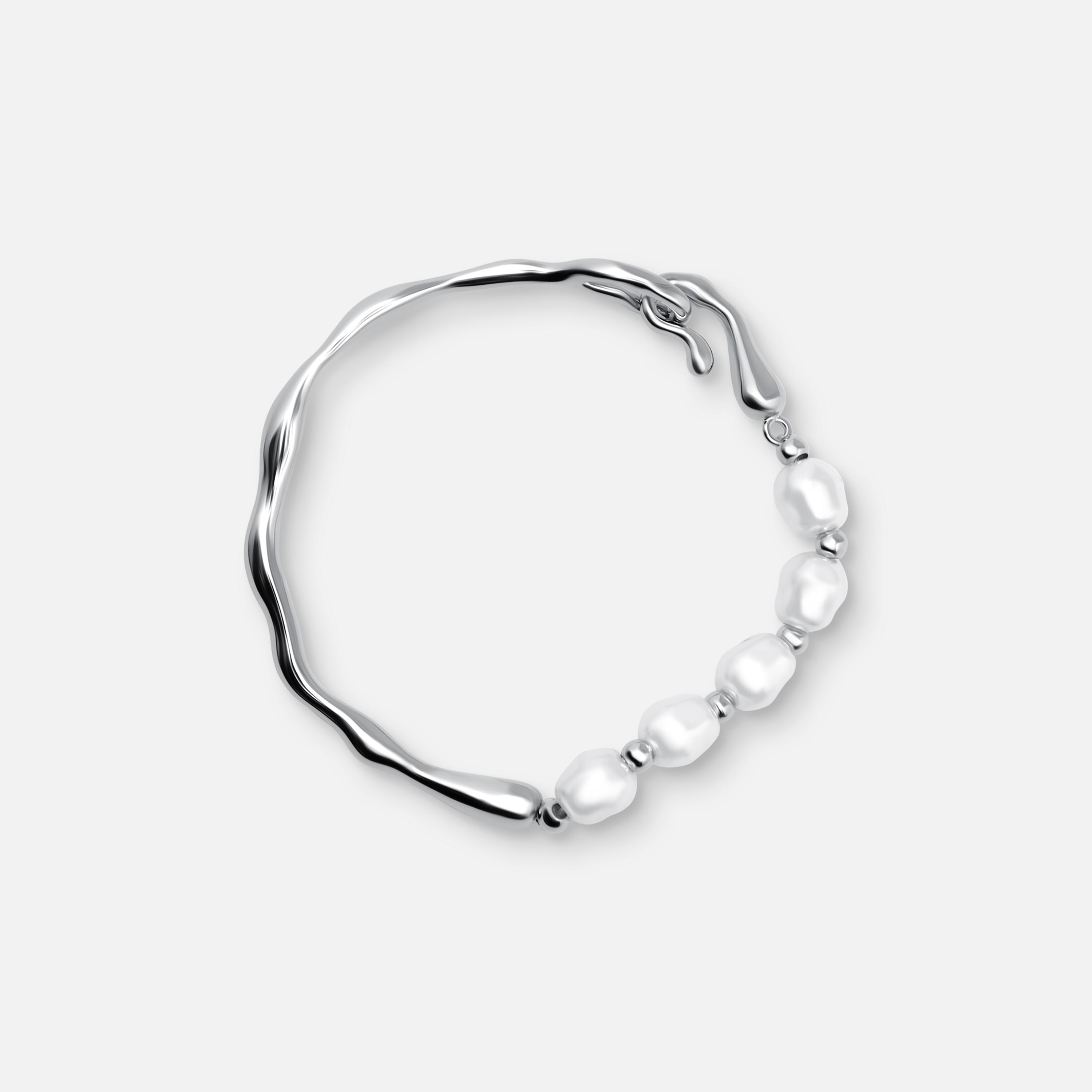 سوار ليتشي فضي من النحاس بتفاصيل لؤلؤ-women-watchesandjewellery-jewellery-banglesandbracelets-image-2