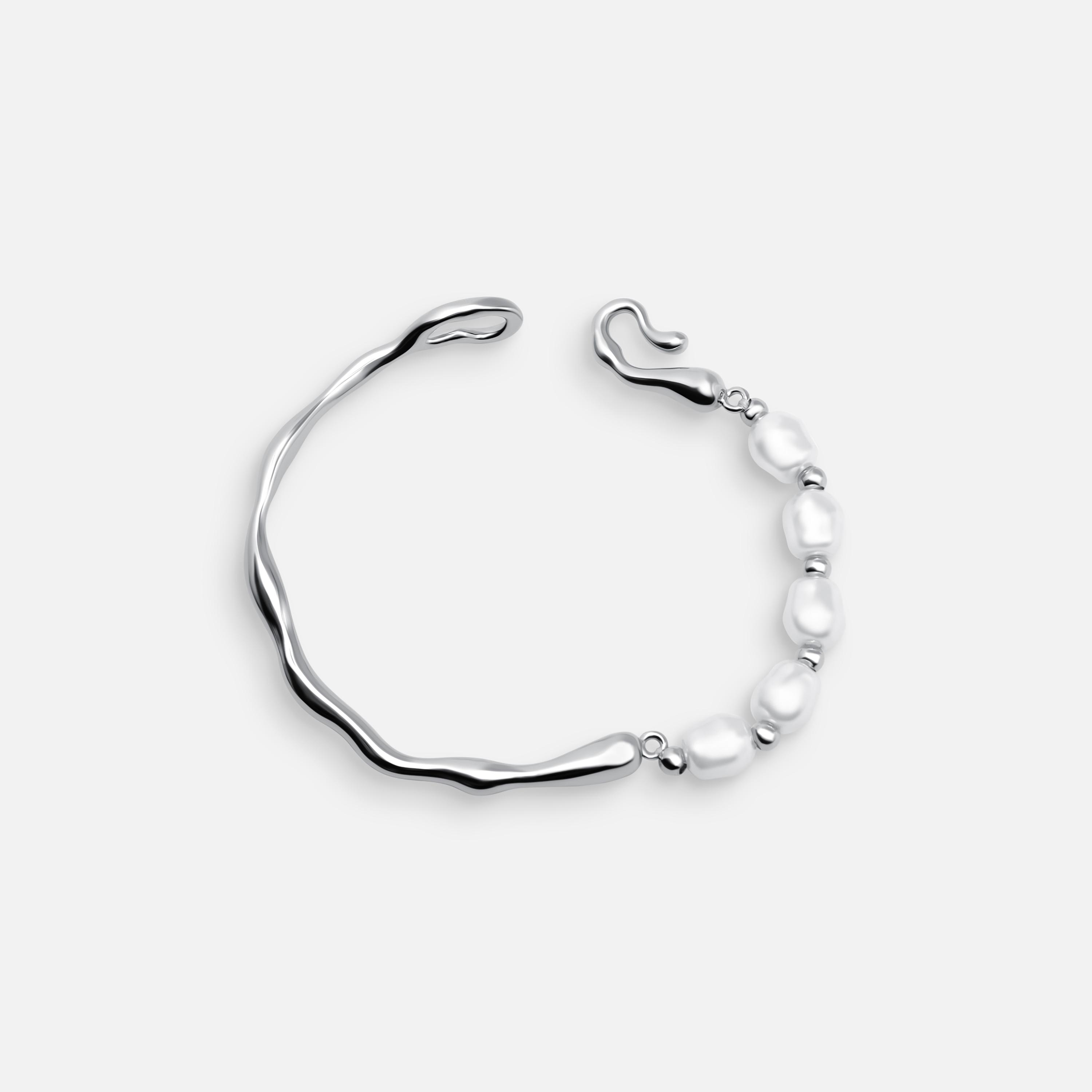 سوار ليتشي فضي من النحاس بتفاصيل لؤلؤ-women-watchesandjewellery-jewellery-banglesandbracelets-image-3