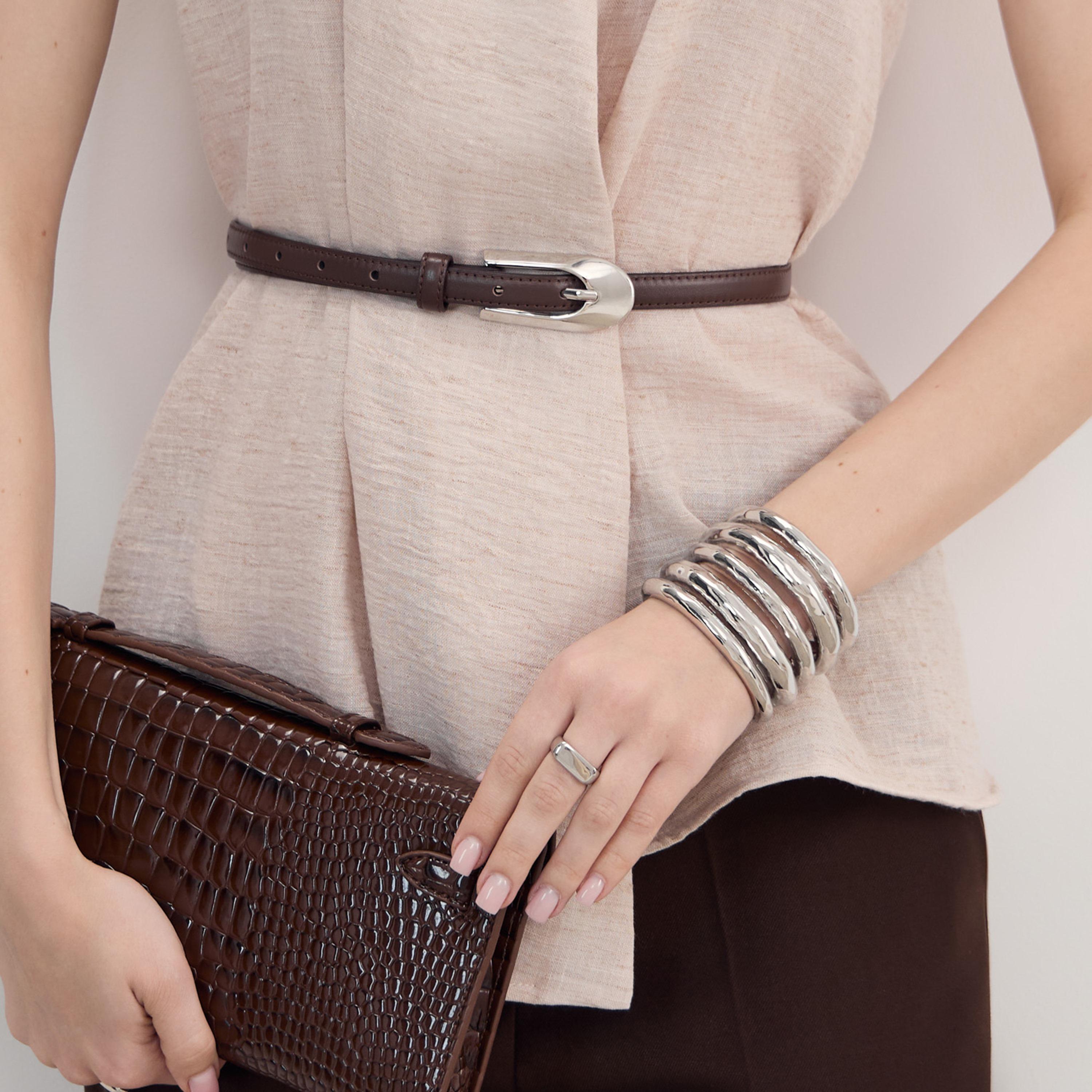 سوار ليتشي فضي من سبيكة النحاس بتصميم طبقات-women-watchesandjewellery-jewellery-banglesandbracelets-image-1