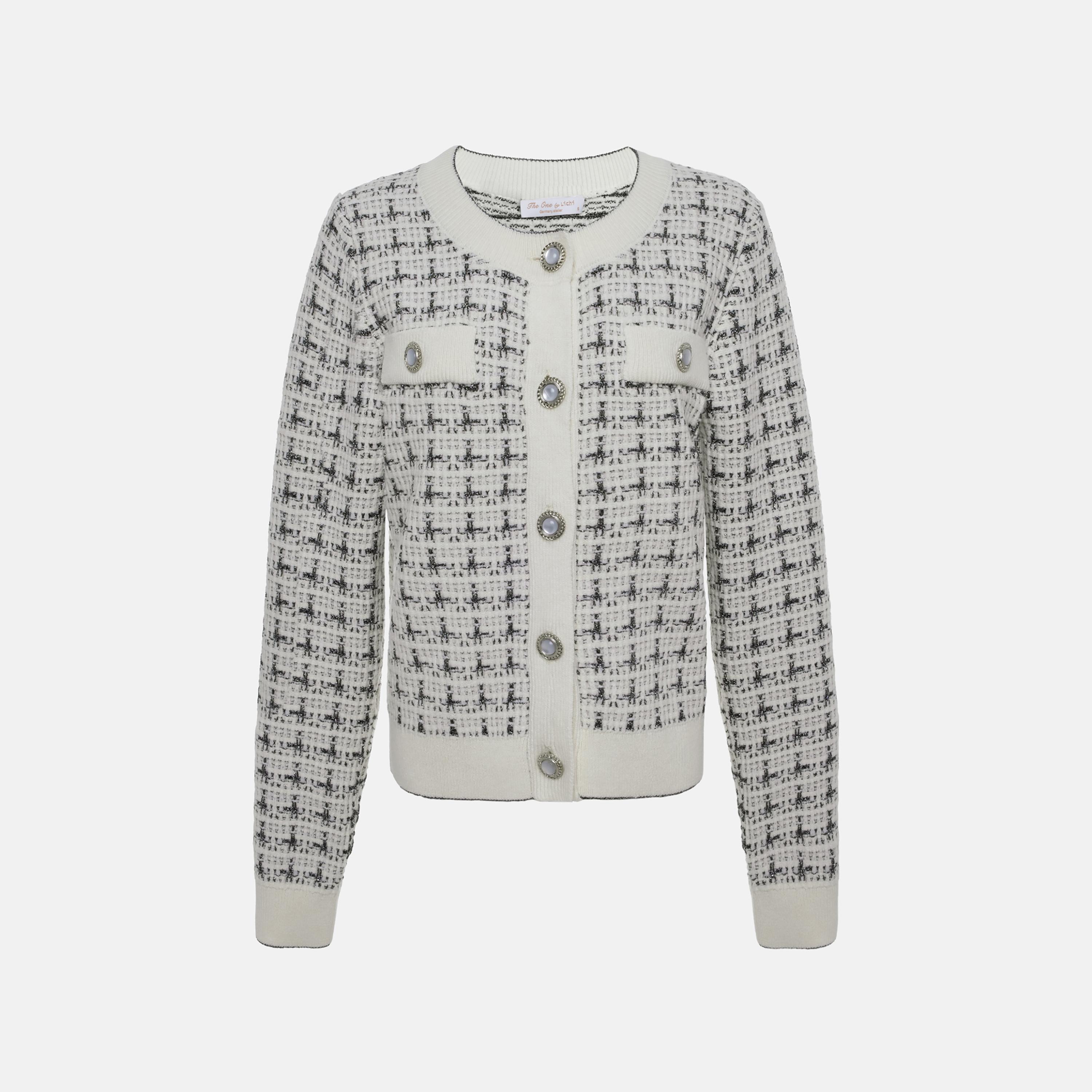 كارديجان حريمي بملمس بارز باللون الأبيض من ليتشي-women-winterwear-cardigansandjumpers-cardigans-image-4