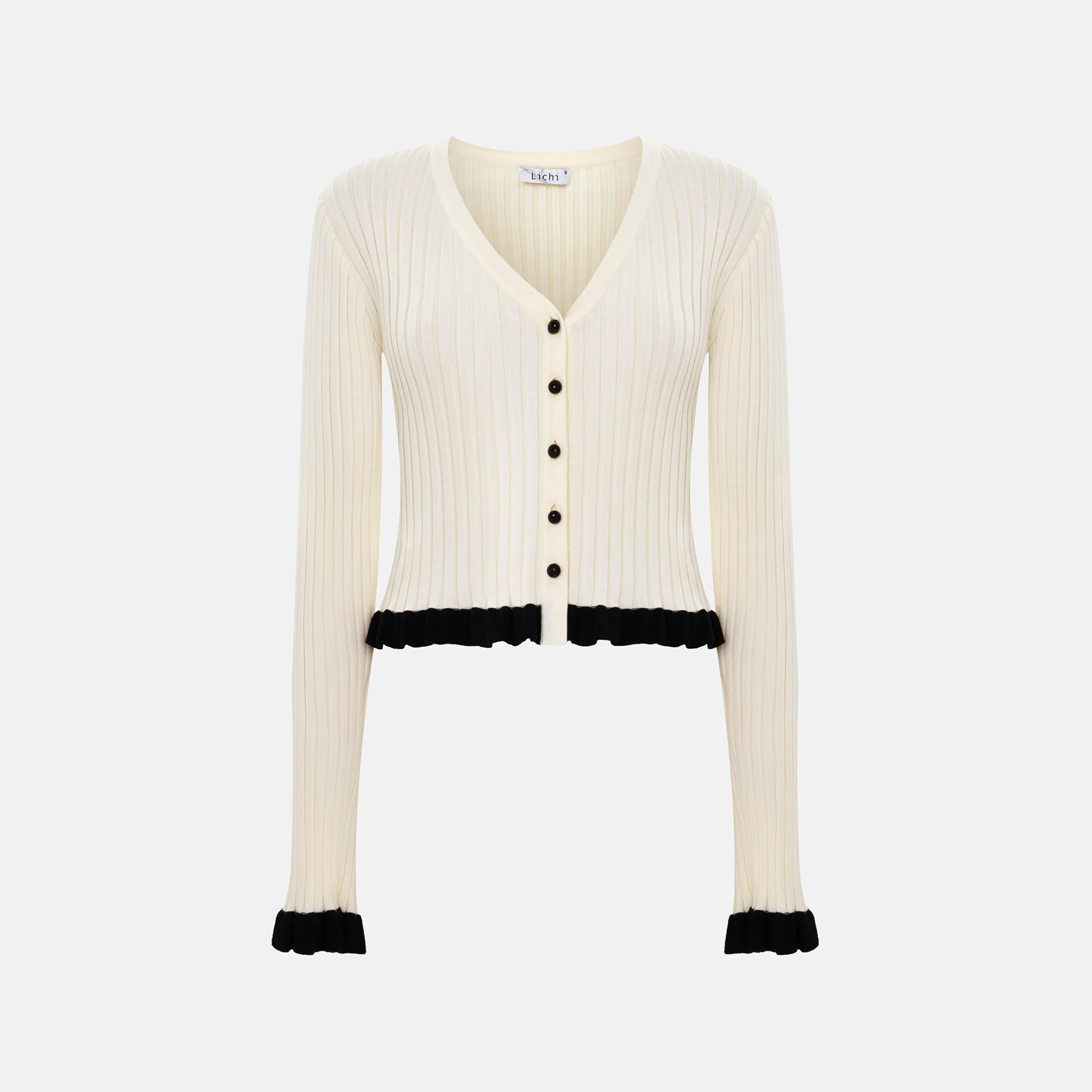Lichi Ribbed Fitted Sleeves Women's Cardigan-women-winterwear-cardigansandjumpers-cardigans-image-5