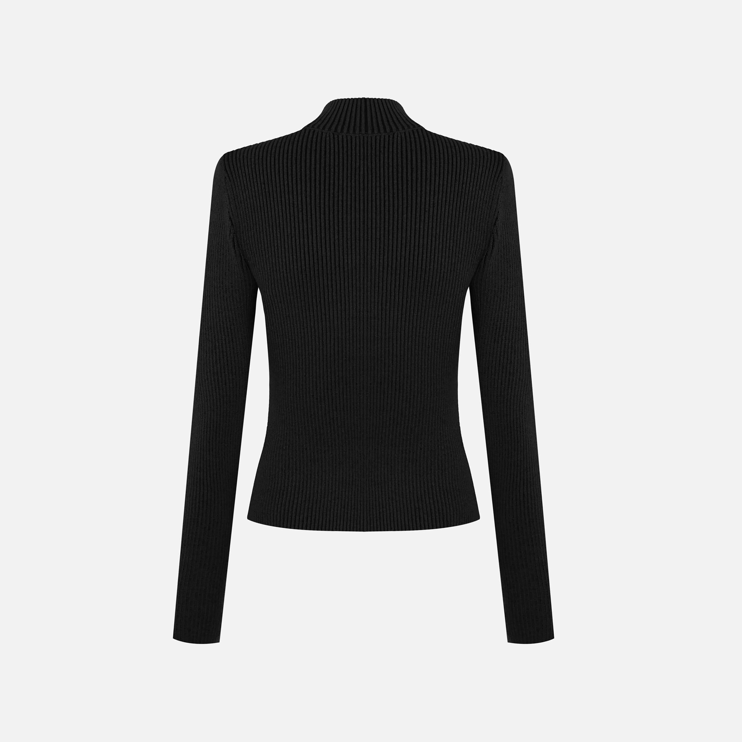 كارديجان حريمي بملمس مضلع وياقة مرتفعة من ليتشي-women-winterwear-cardigansandjumpers-cardigans-image-6