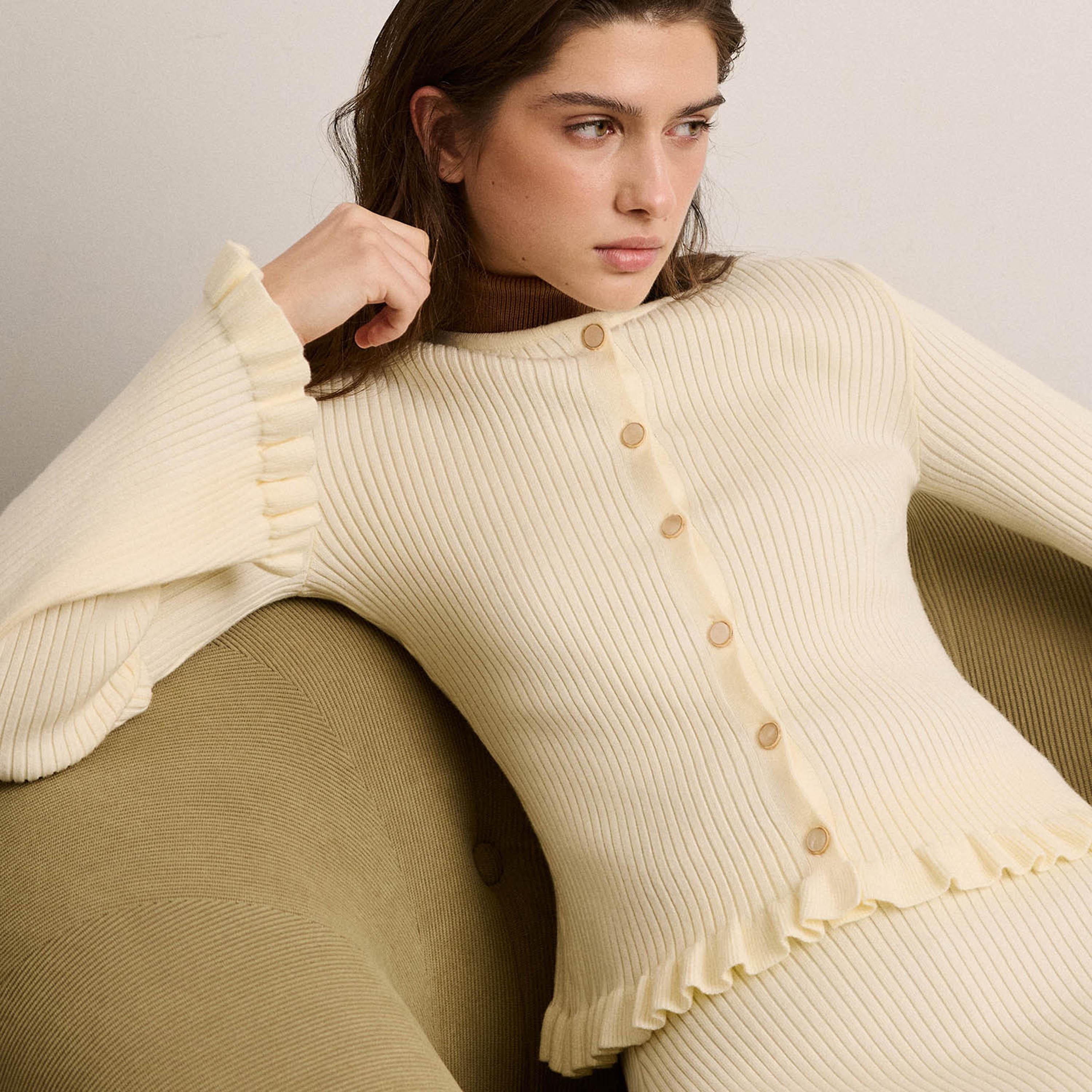 Lichi Ribbed Fitted Sleeves Women's Cardigan-women-winterwear-cardigansandjumpers-cardigans-image-4