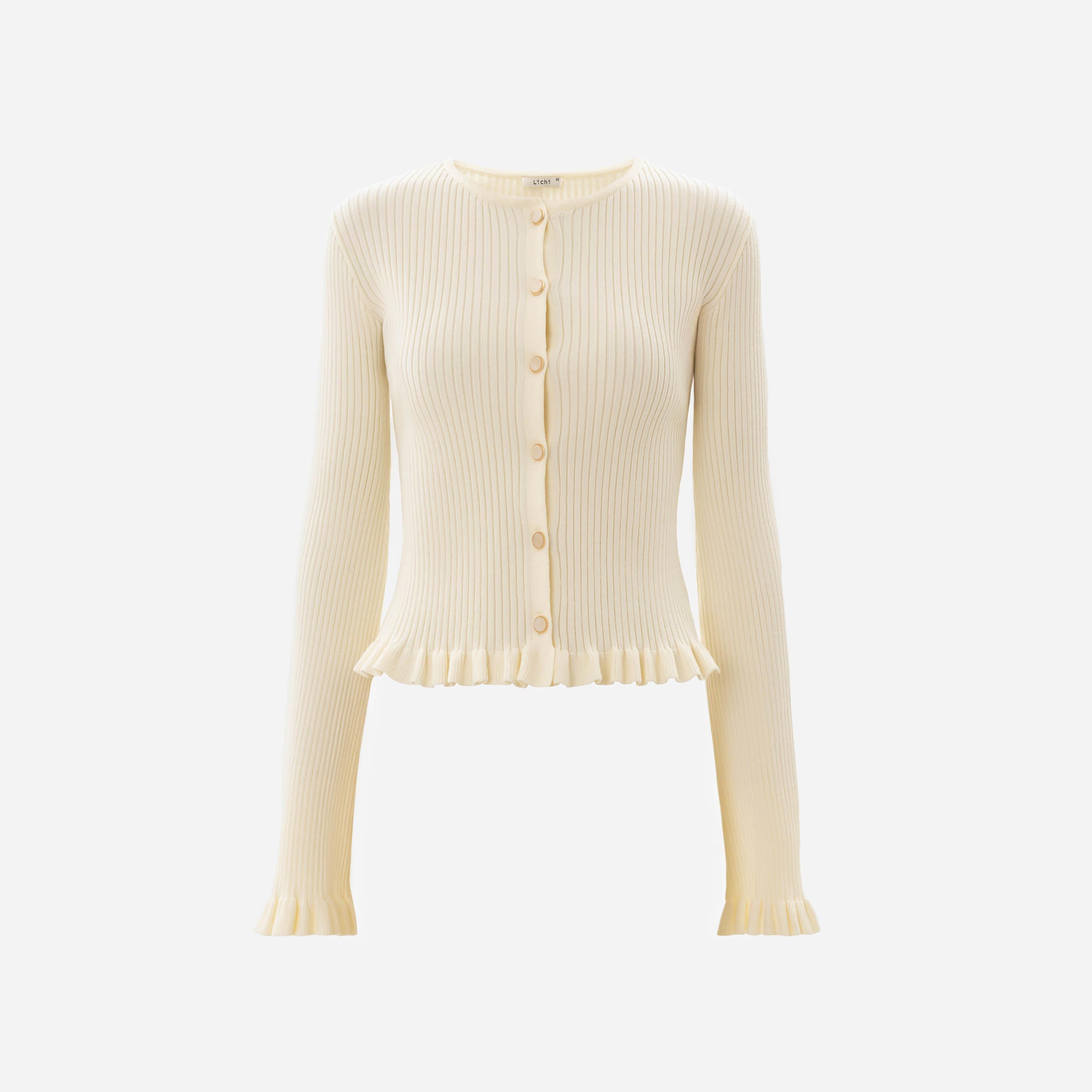 Lichi Ribbed Fitted Sleeves Women's Cardigan-women-winterwear-cardigansandjumpers-cardigans-image-5